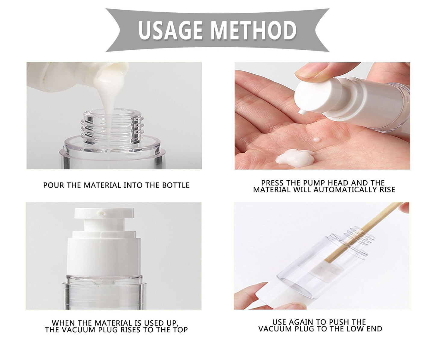 AGENIZ 12 Pack 1.7oz/50ML Airless Pump Bottles, 0.5/1 oz 15ml 30ml Clear Refillable Cosmetics Container Spray & Lotion Vacuum Pump Bottle for Cream Lotion, Eye Cream, Liquid, Foundation, Shampoo