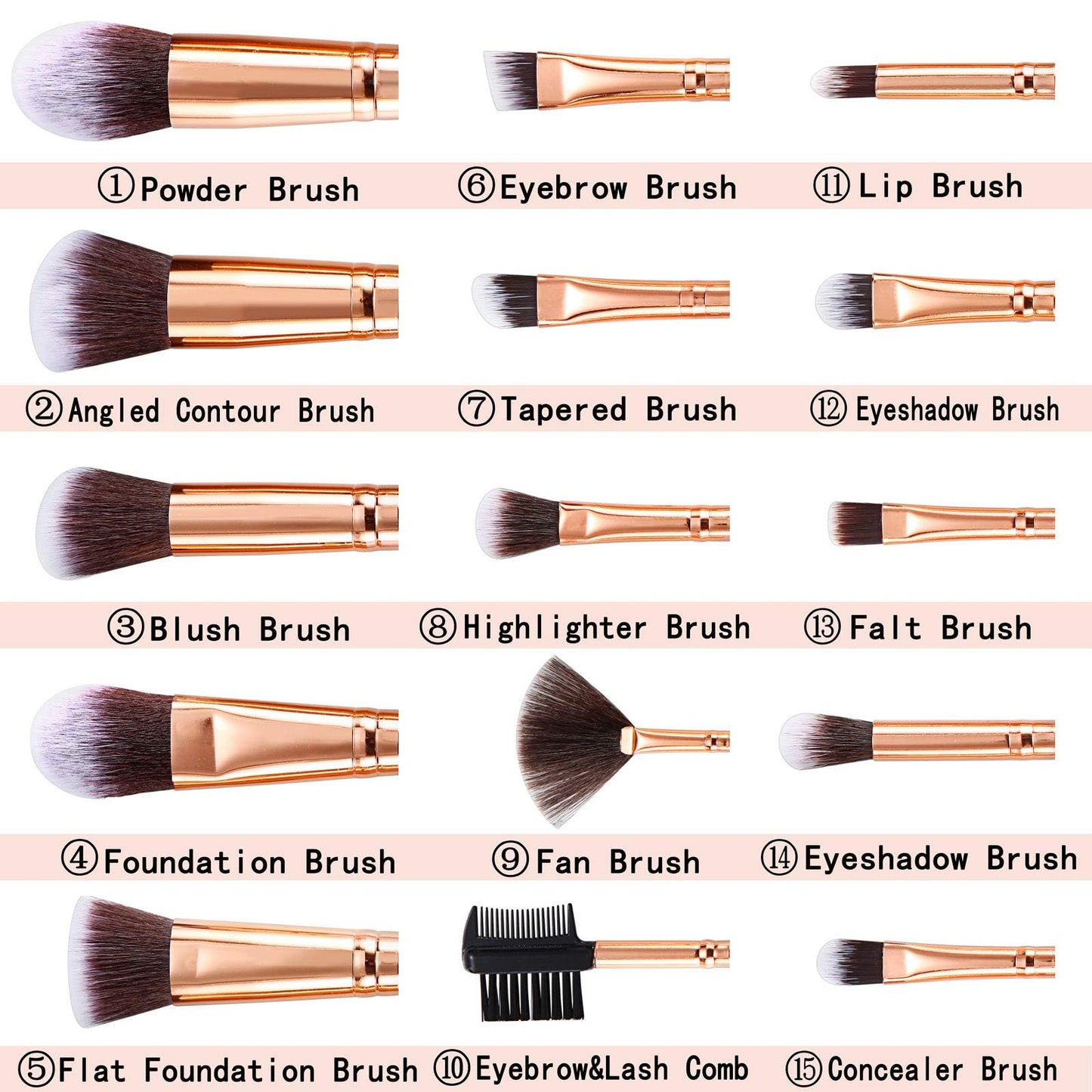 Makeup Brushes DUAIU 15PCs Marble Makeup Brush Set Premium Synthetic Kabuki Powder Blush Contour Foundation Concealer Eyeshadow Brushes with Makeup Sponge Make up Tool A Grey