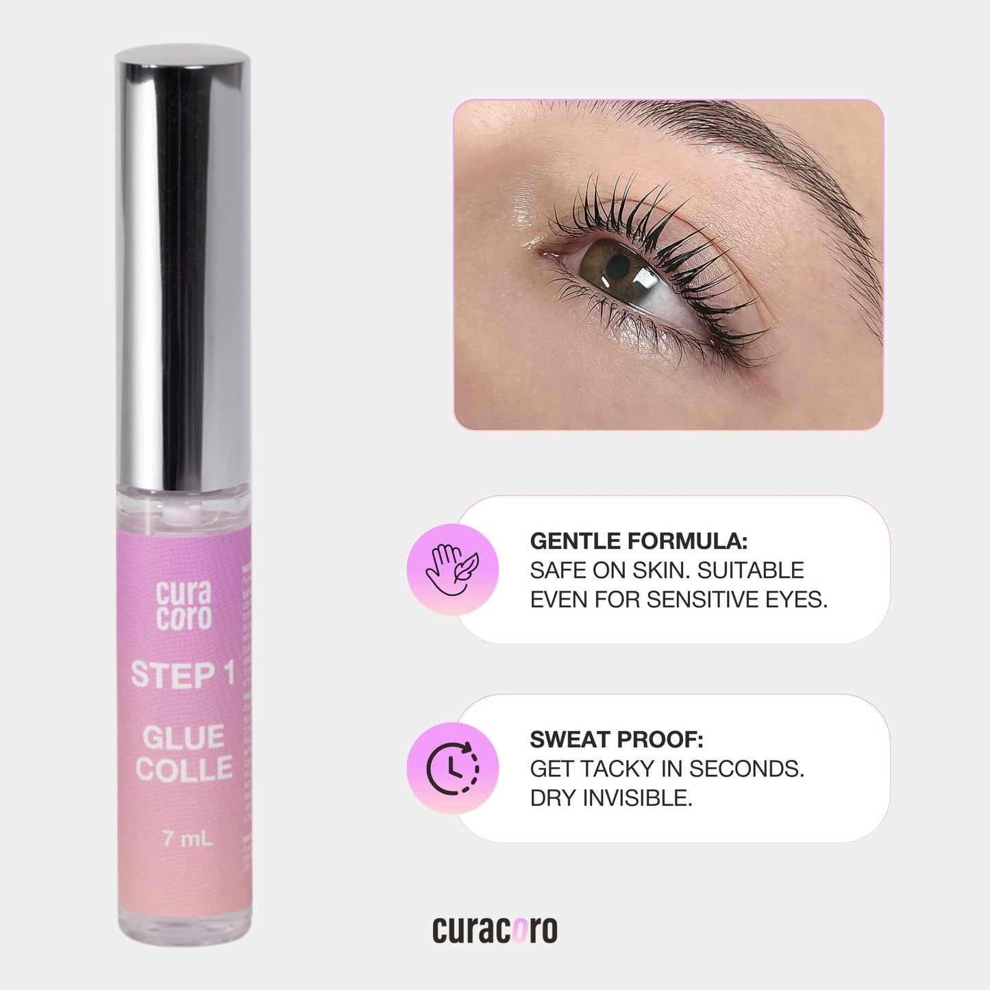 Curacoro Lash Lift Perm Lotion - Professional Eyelash Perm Kit, Semi-Permanent Lash Curling, Nourishing Collagen, Hygiene Safe & Easy to Clean, Professional Use (Step 2)