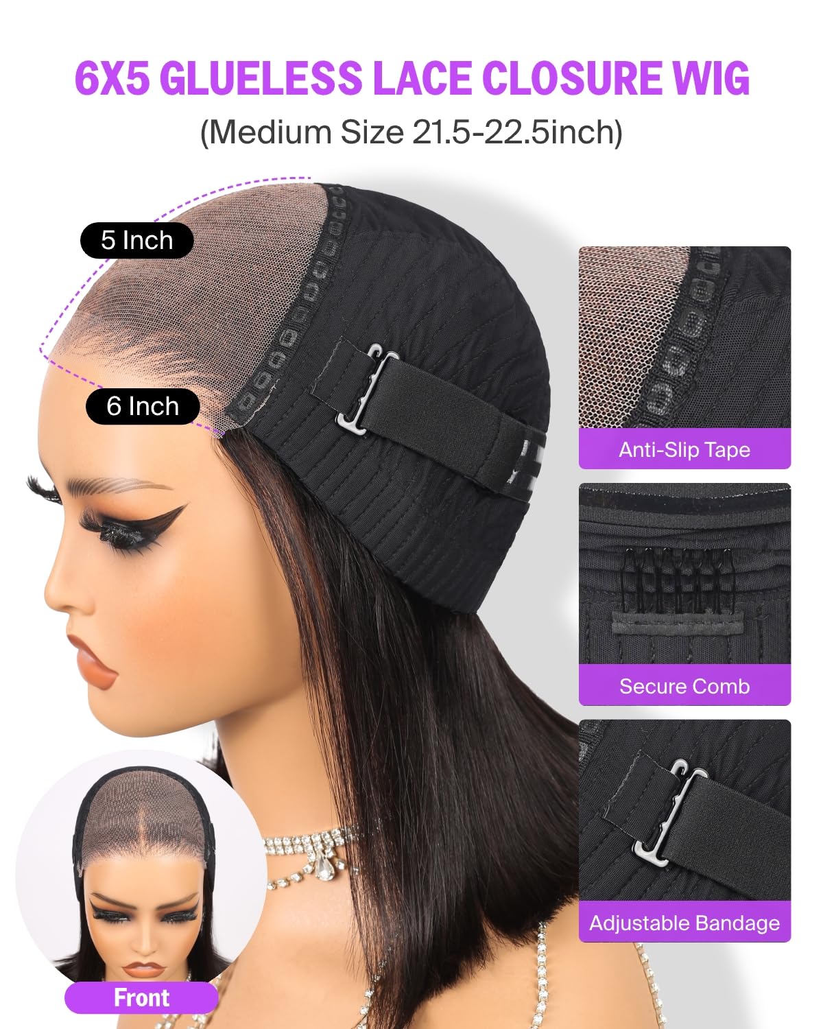 Megalook hair Bob Wig Human Hair 6x5 Glueless Wigs Human Hair Pre Cut HD Lace Closure Wig 12A Bob Wigs for Women Pre Plucked Pre Bleached Knots 12 Inch