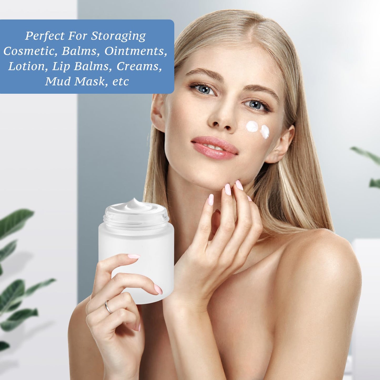 6 Pcs 200ml/6.7oz Frosted Glass Jars Empty Cosmetic Pot Refillable Cream Container Bottle with Black Lids for Lotion Face Cream DIY Makeup Toiletries - White