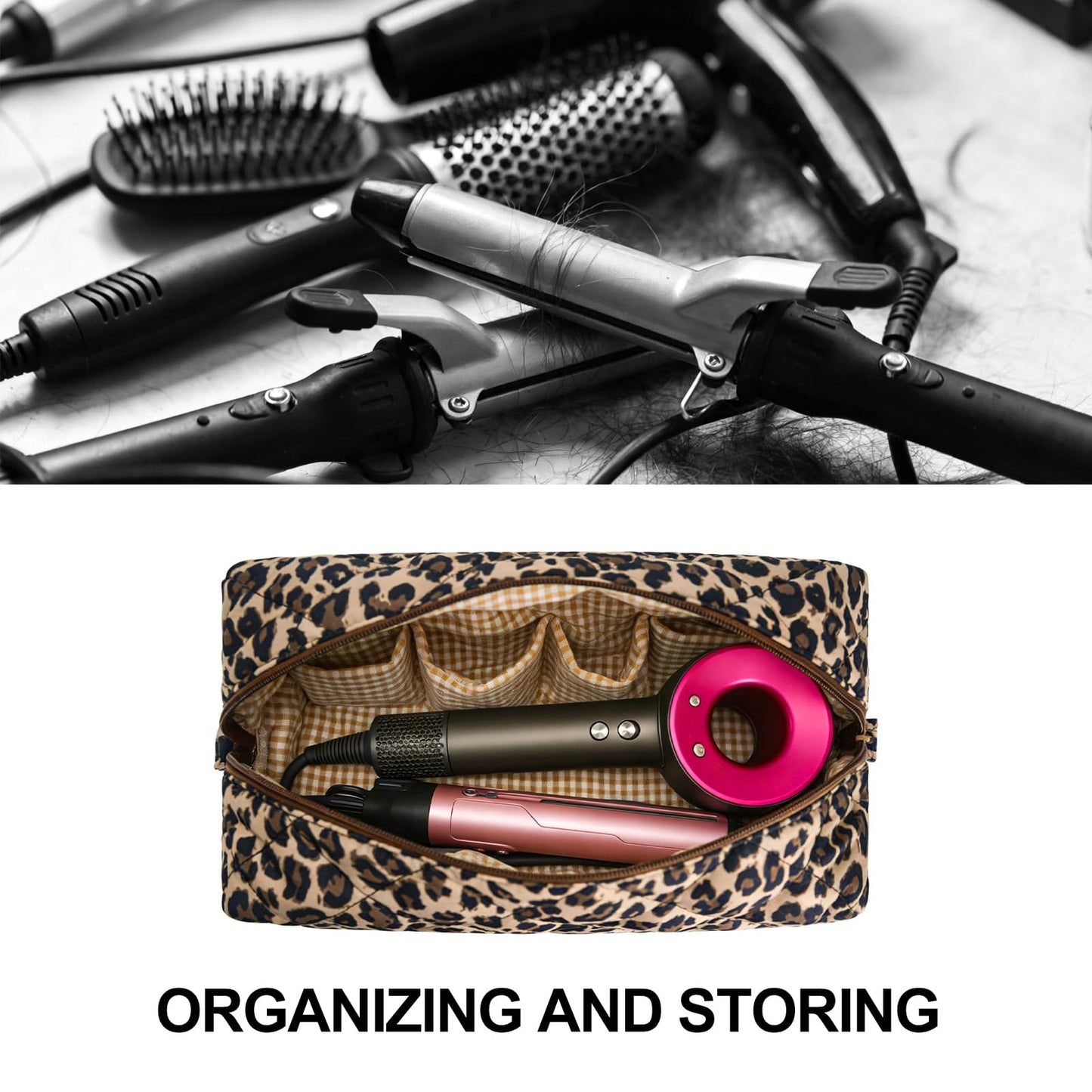 idoltimes Hair Tools Travel Bag, Quilted Hair Tools Organizer Compatible with Dyson Airwrap Styler