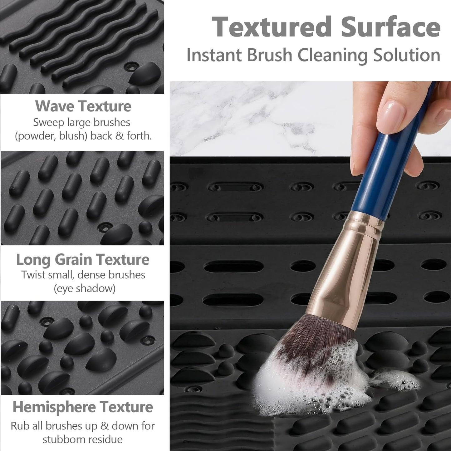 Johamoo Bathroom Sink Cover for Counter Space, Foldable Sink Mat, Silicone Makeup Brush Cleaning Mat Tools Organizer Space Saver, Small Bathroom & RV Camper Travel Must Haves Accessories, Black