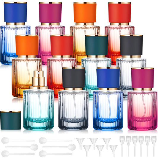 Teenyyou 12 Pcs 30/50/100ml Empty Glass Perfume Bottles Bulk Pack for Perfume Makers Refillable Atomizer Cologne Bottles DIY Vintage Fragrance Packaging Glass Bottling Supplies (Multicolor,50 ml)
