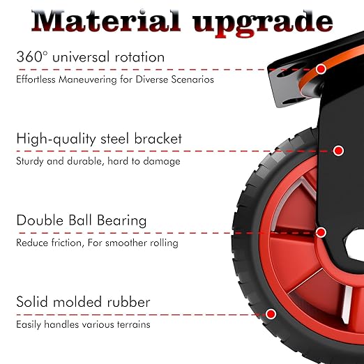 8 Inch Heavy Duty Industrial Casters,500 LBS Capacity per Caster, Set of 2 Swivel Solid Rubber Wheels for Utility Cart, Dolly,Chicken Coop,Workbench & Outdoor(no Brake)