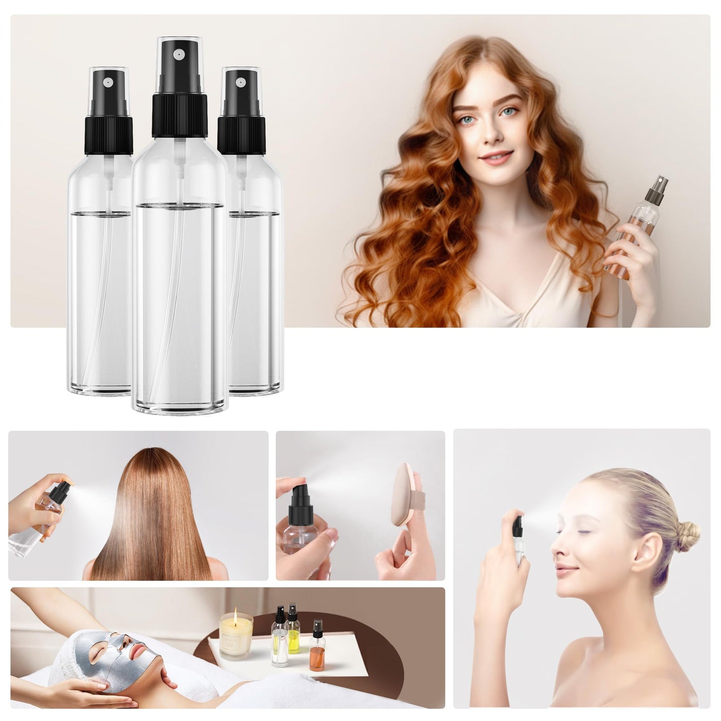 EVANCENT 50Pack 4oz Spray Bottles Plastic, 120ml Small Spray Bottle Bulk Black Fine Mist Sprayer, Portable Empty Refillable Containers Cosmetic Bottles for Plants, Cleaning, Misting & Skin Care