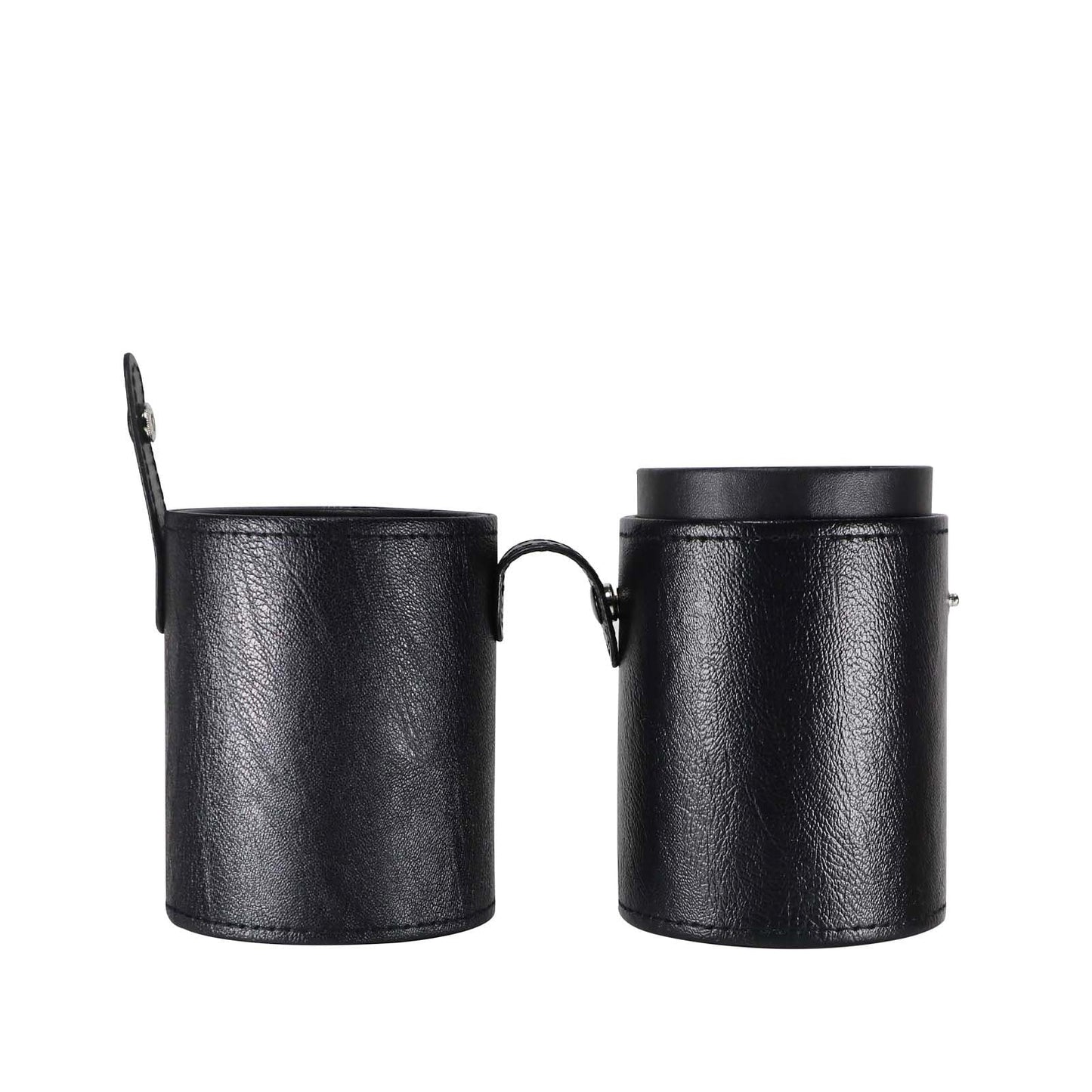 Kososuru Portable Makeup Brush Case,Pu Leather Makeup Brush Holder with Button,Travel Cup Storage Dustproof Makeup Cosmetic Bags for Women (Black)