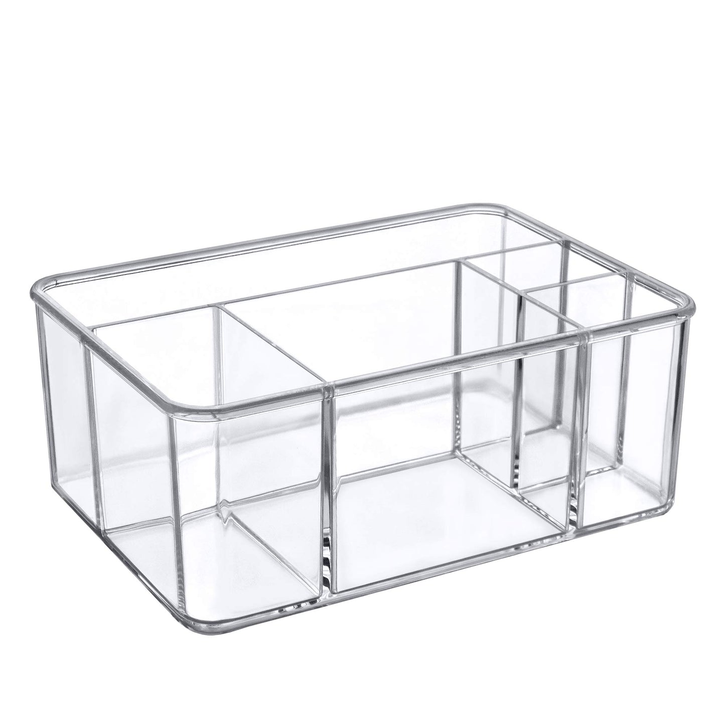 Amazing Abby - Glamour - Acrylic 5-Compartment Makeup Organizer (1-Pack), Transparent Plastic Beauty Supply Holder, Perfect Bathroom Vanity Storage for Makeup Palettes, Makeup Brushes, and More