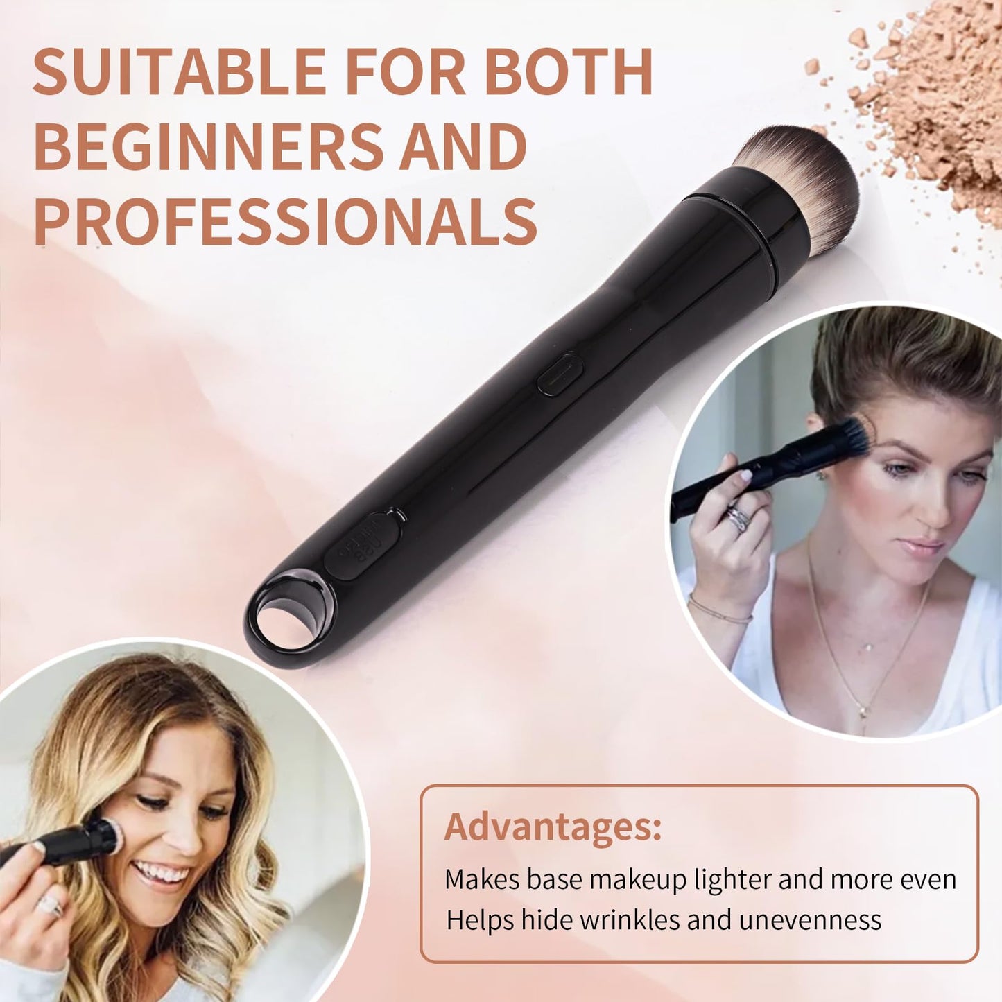 MATSNH Electric Rotating Makeup Brush Set - Professional 360° Spinning Foundation Blending Tool with 5 Replaceable Brush Heads, 2 Speeds & USB Rechargeable - Ideal Beauty Gift for Women
