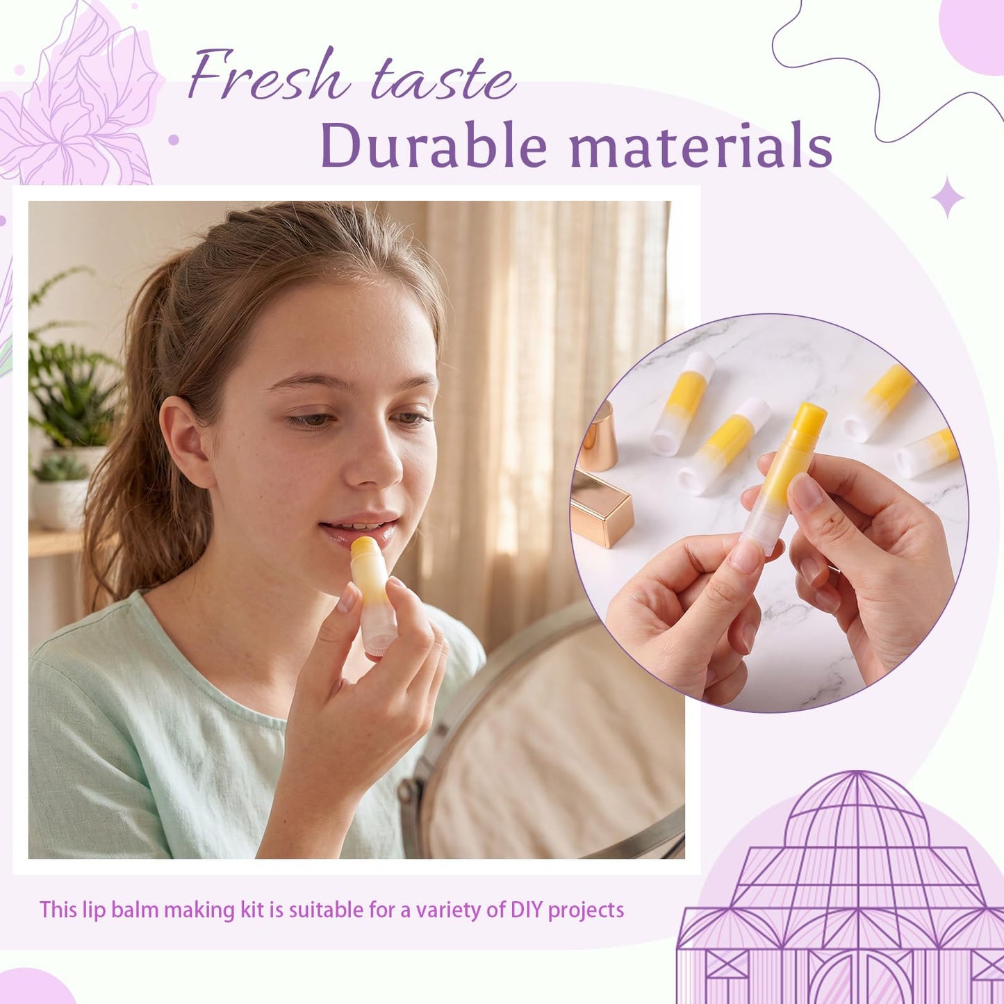Singhoow 100 Pcs Lip Balm Tubes with 2 Filling Tray and 2 Spatula, 5 g Twist-up Lip Balm Containers with Caps for DIY Homemade Lipsticks, Solid Perfume, Gifts, Bpa Free & Leak Free(White and Clear)