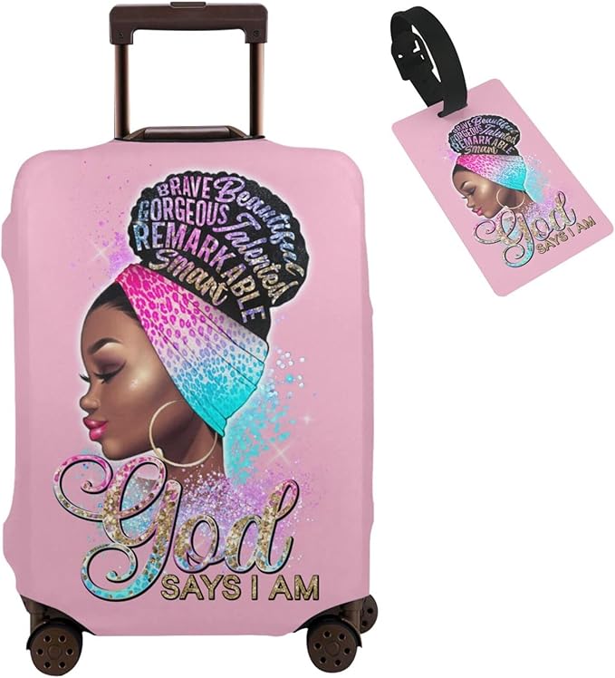 Travel Suitcase Protector Light skin african american Elastic Protective Washable Luggage Cover With Concealed Zipper Suitable For 18-32 Inch (L (for 25--28 inch luggage))