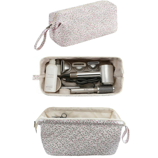 EdenShine Quilted Hair Tools Travel Bag Hair Styling Tools Organizer with Floral Pattern Compatible with Shark FlexStyle Dyson Revlon Hair Dryer, Storage Case for Makeup Curling Iron Hair Tools