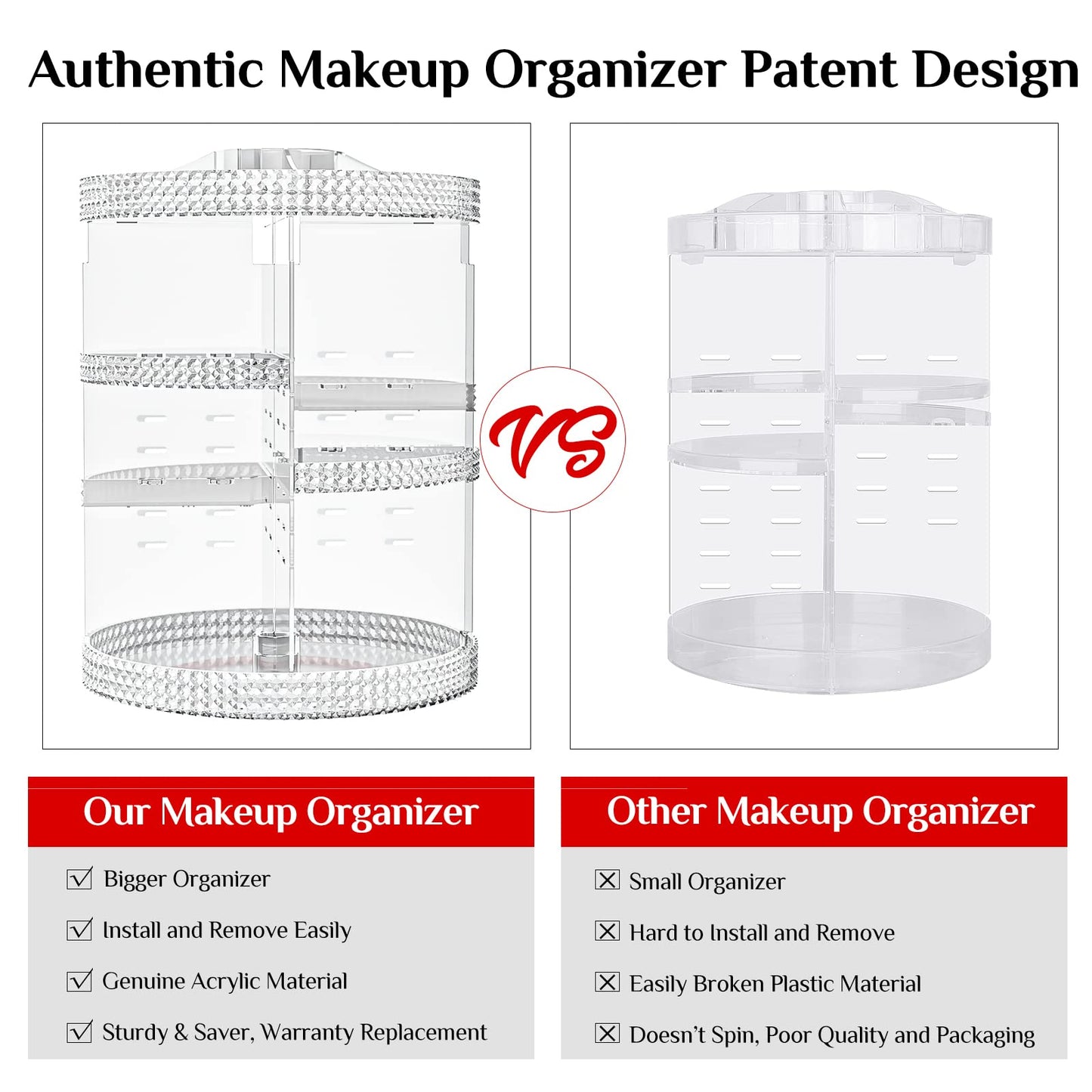 Famitree 360 Rotating Makeup Organizer Countertop, Clear Acrylic Large Perfume Organizer, Organizador De Perfumes, 7 Layers Make Up Organizer and Storage Fits for Vanity and Bathroom - X-Large Clear