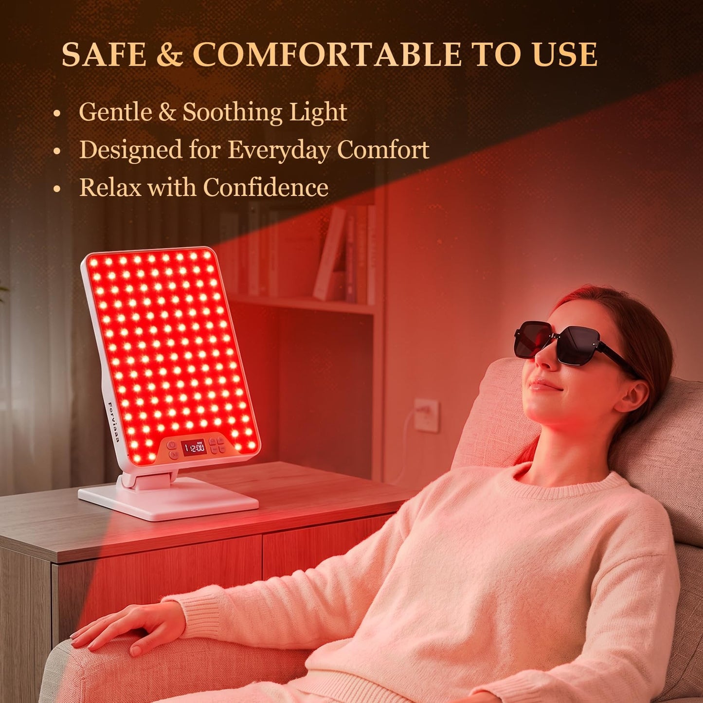 Rechargeable Red Light Therapy Panel with 4 Wavelengths 630/660/810/850nm, 138 LEDs High Power for Face & Body, Near Infrared Light Therapy Lamp with Adjustable Stand & Timer