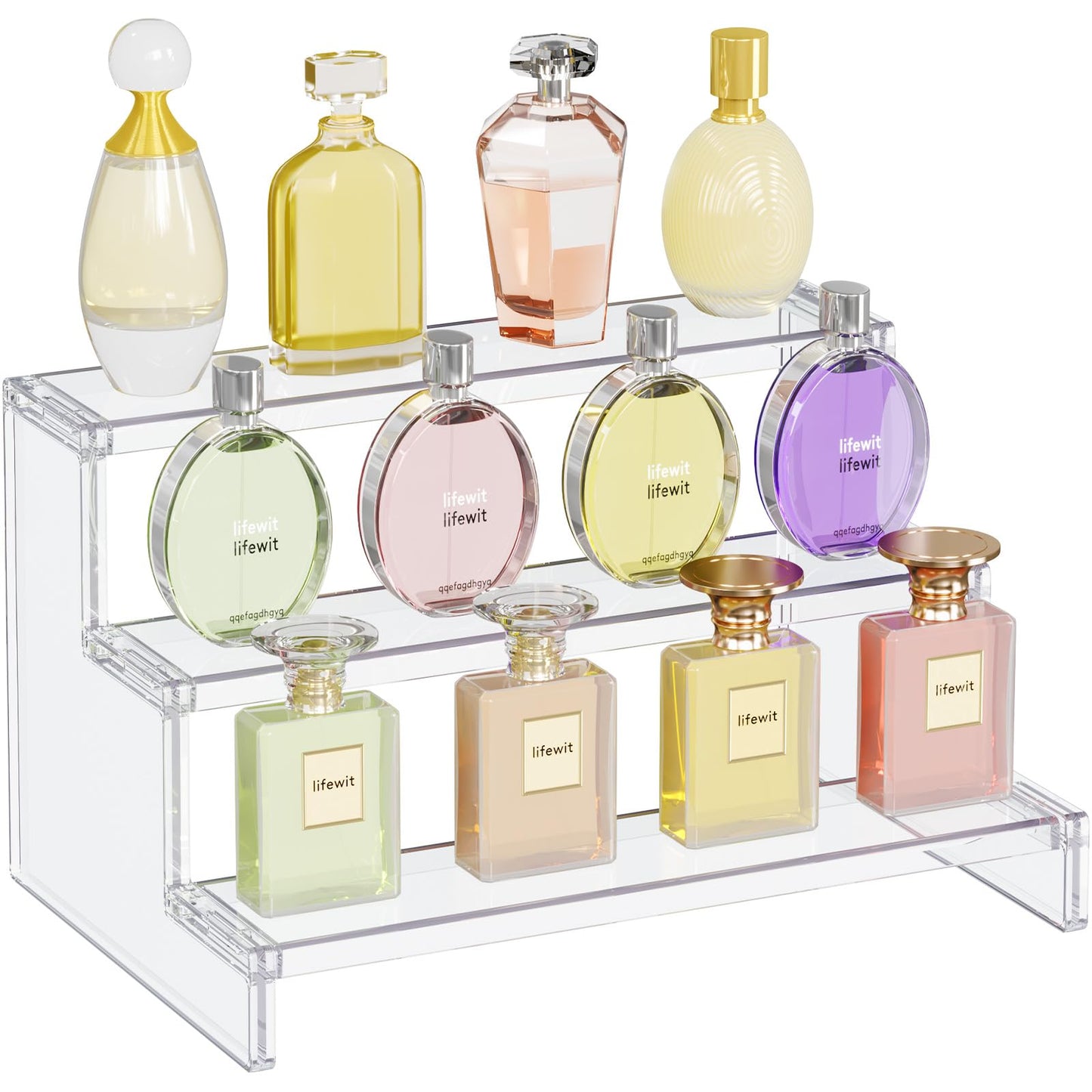 Lifewit Perfume Organizer, Cupcake Stand, Tool-Free Assembly, Plastic Display Shelf for Vanity,Room Décor, Bedroom Storage Organization, 3 Tier 12 Inch, 1 Pcs