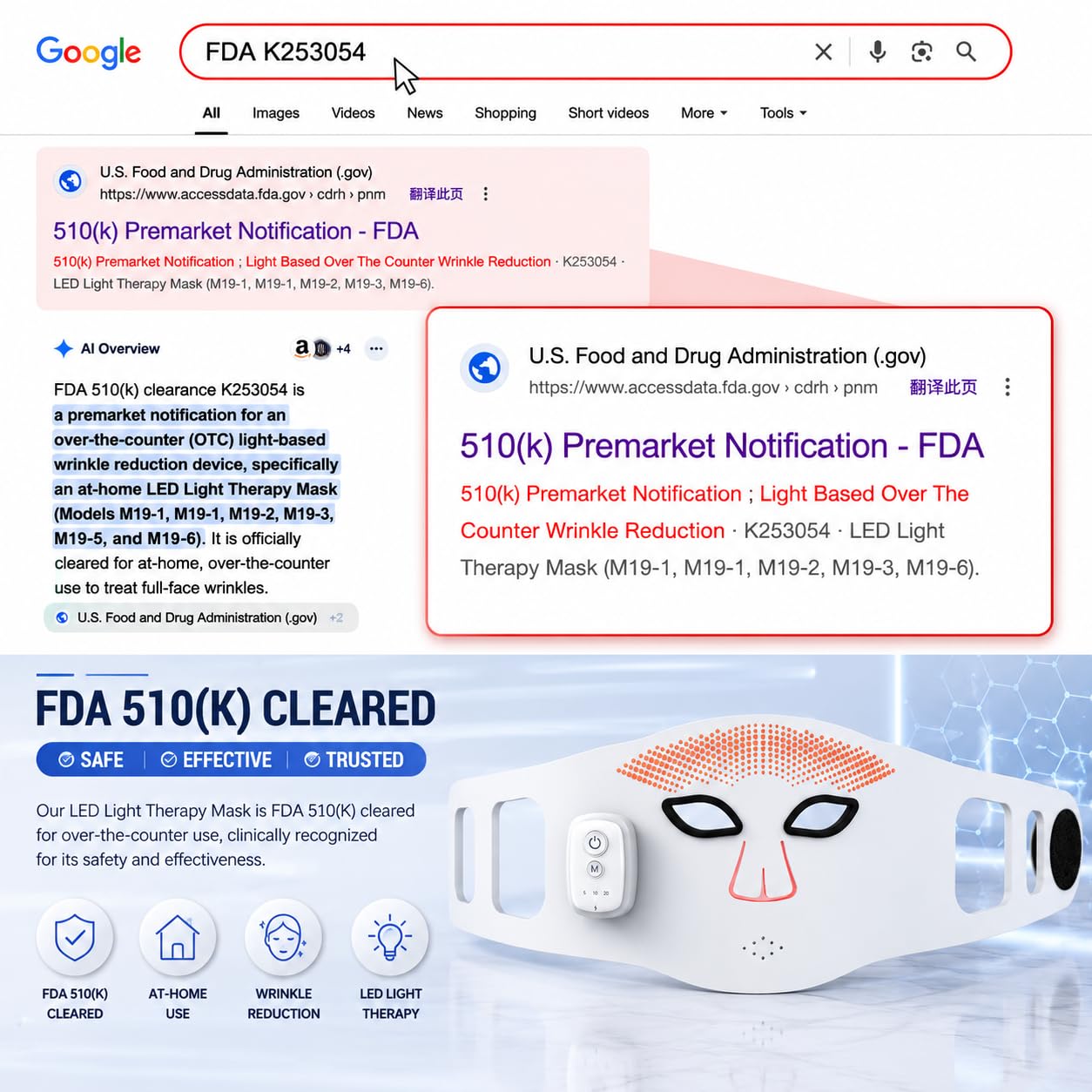 Red Light Therapy Mask for Face, Cordless LED Face Mask for Fine Lines, Wrinkles, Acne & Skin Rejuvenation, 660nm Red & 850nm NIR Light, Blue & Amber Light Therapy, 336 LEDs, Flexible Silicone