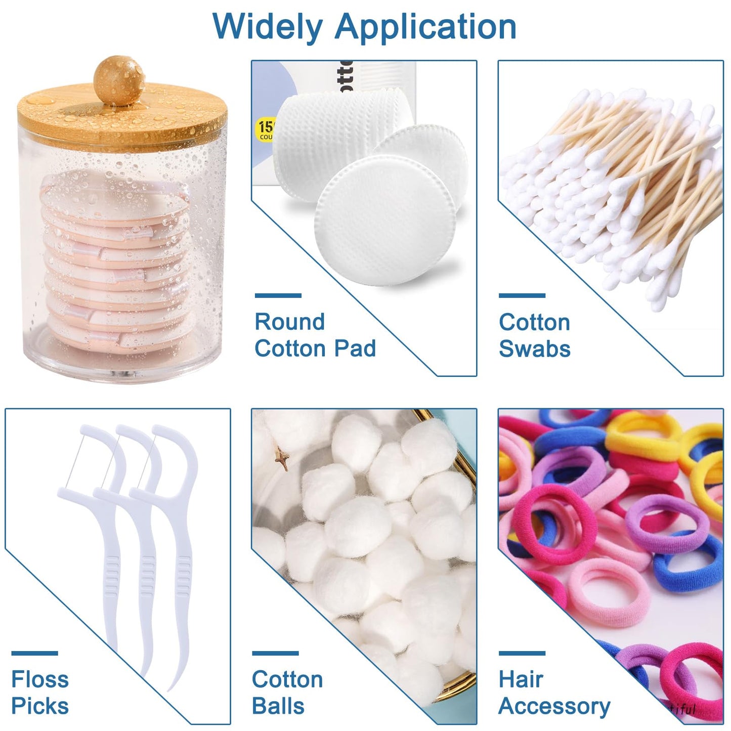 Anlanbor Disposable Face Towels Holder with 2 Qtip Holder Dispenser, Acrylic Facial Towel Container for Clean Face Towel XL, Clear Storage Box with Bamboo Lid for Bathroom, Vanity Counter Organizer
