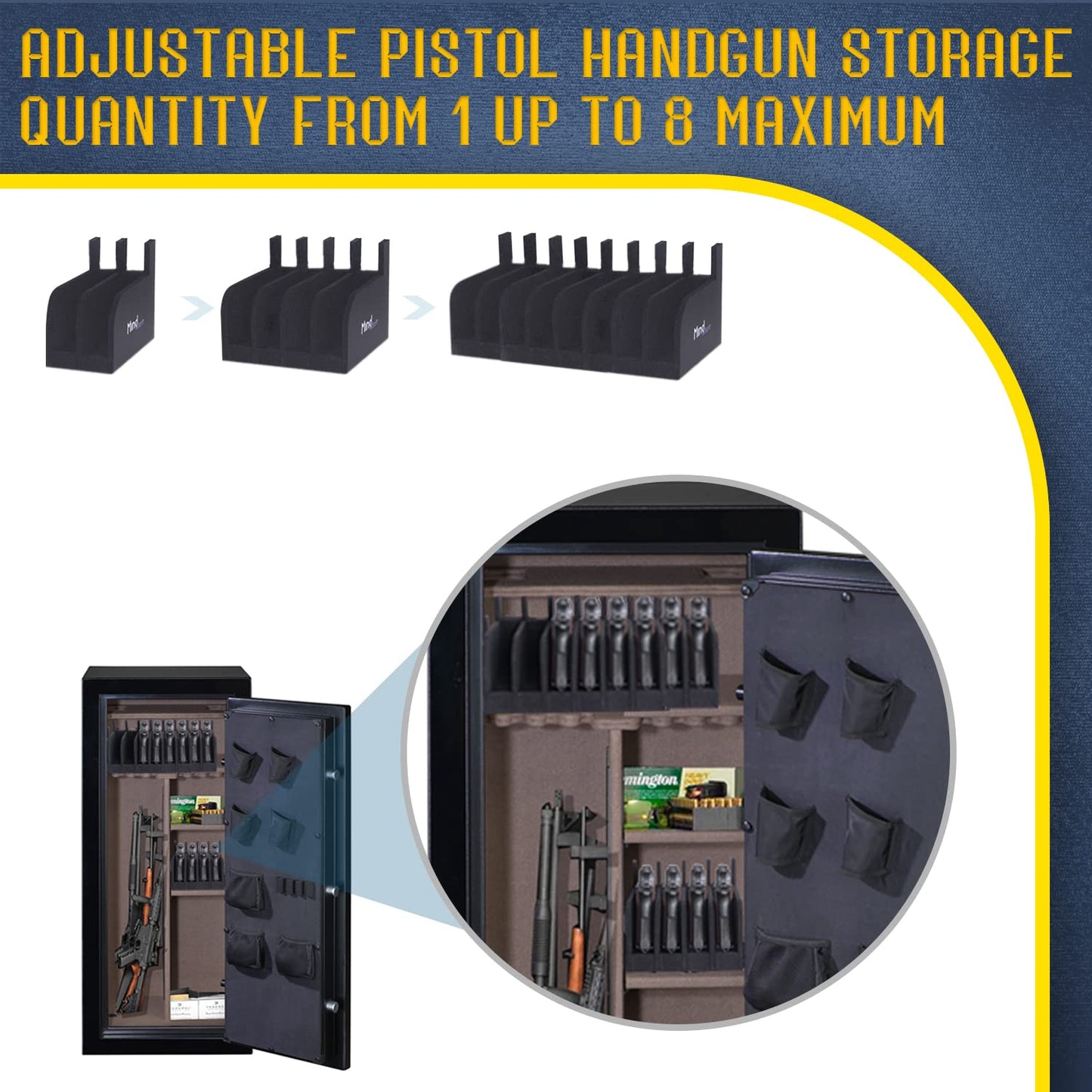MIND&ACTION Foam Pistol Rack for Gun Safe, Gun Cabinet Accessories, Pistols Holder Storage Organizer, Revolver Firearm Handgun Rack Stand Display