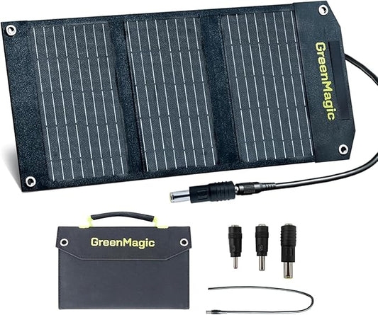 Greenmagic 40 Watt Portable Solar Battery Charger Ideal for Power Battery, Power Station, Smartwatches, Phones, Powerbank, Tablets, Laptops, Cameras, Game Consoles etc Waterproof Fast Charging