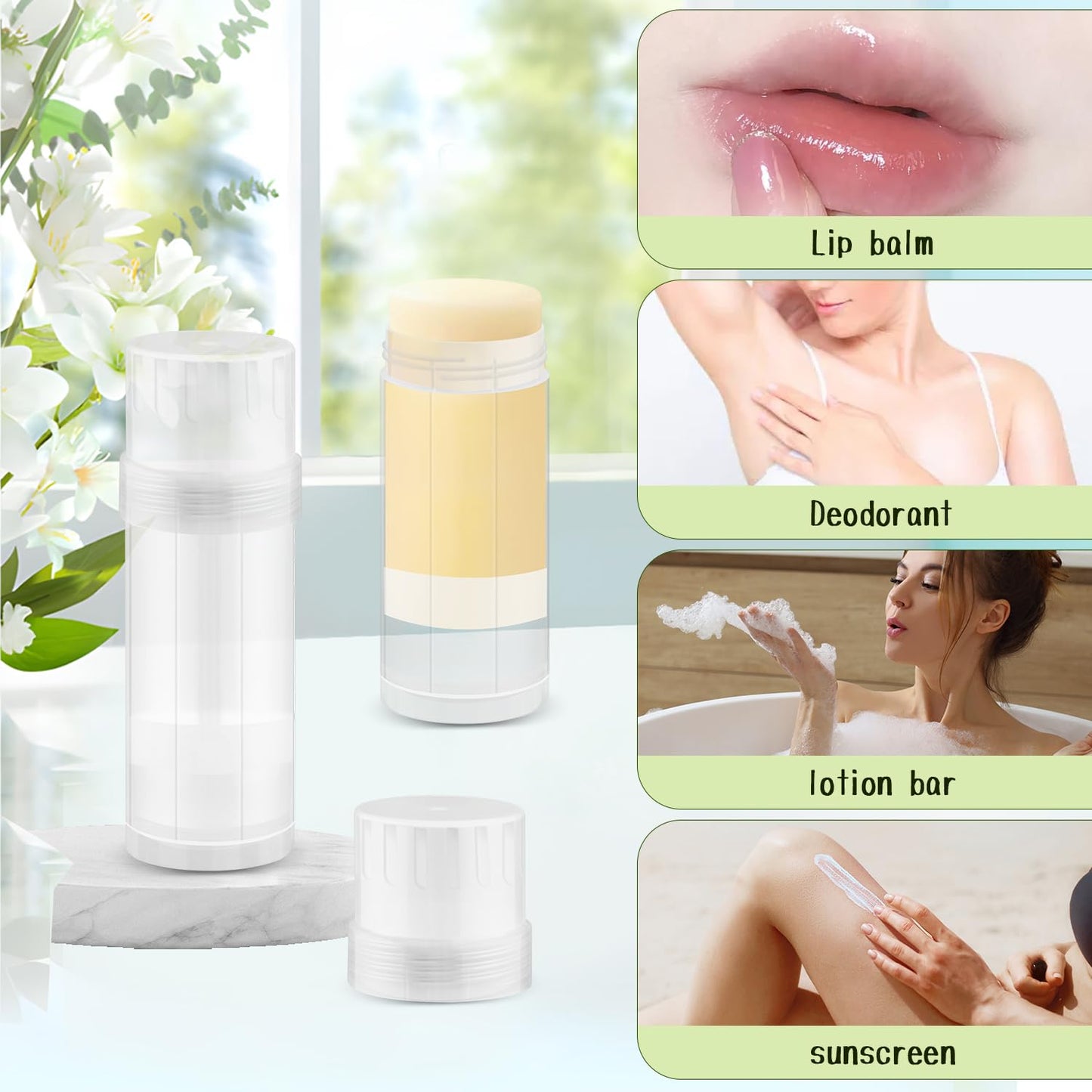 glasstore 15 Pcs Plastic Empty Deodorant Containers Twist-up DIY Deodorant Tubes Top Filling Refillable Lip Balm Tubes For Deodorant Lip Balm Lotion Sticks etc (clear, 60ml/2oz)