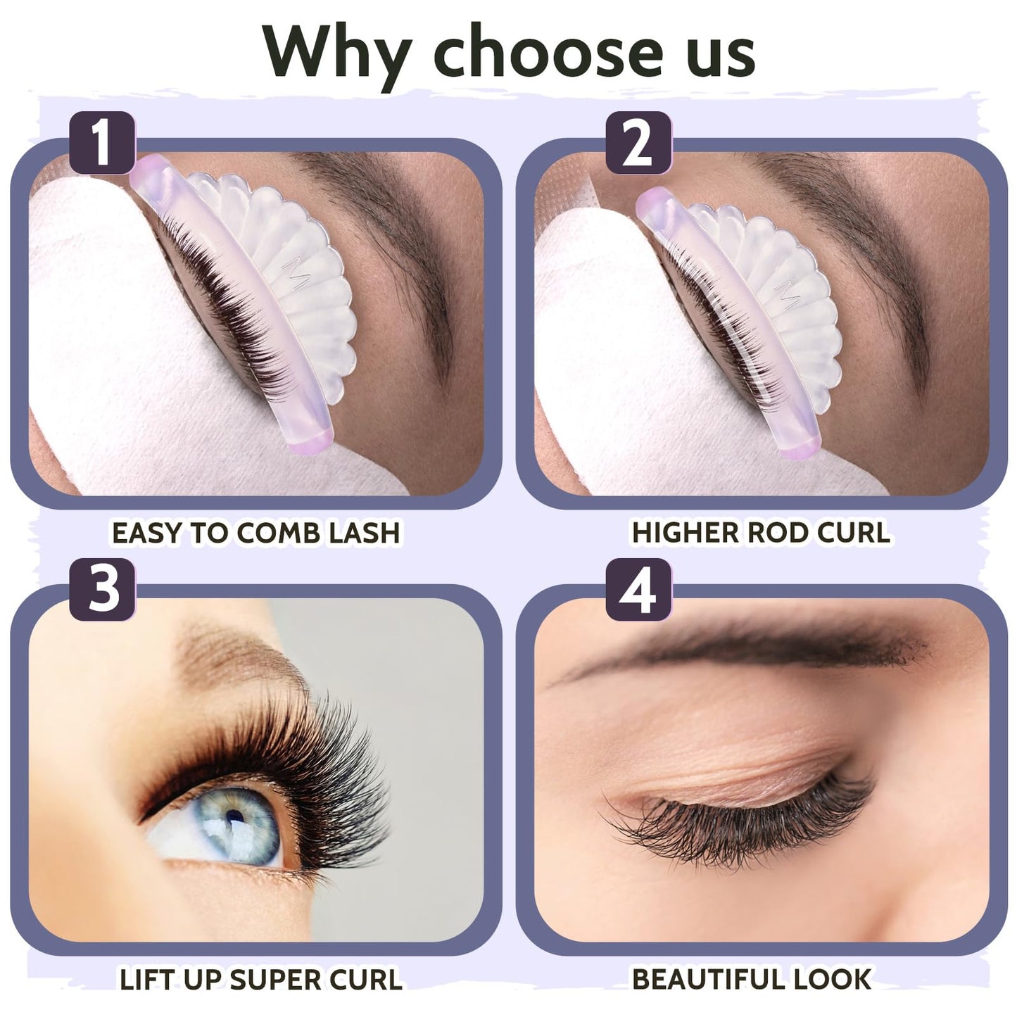 COMNICO 10 Pcs 5 Sizes Lash Lift Pads Self-Adhesive Super Soft Shell Pink Perming Curler Shield Reusable Professional Silicone Eyelash Curlers for All Eye Shapes