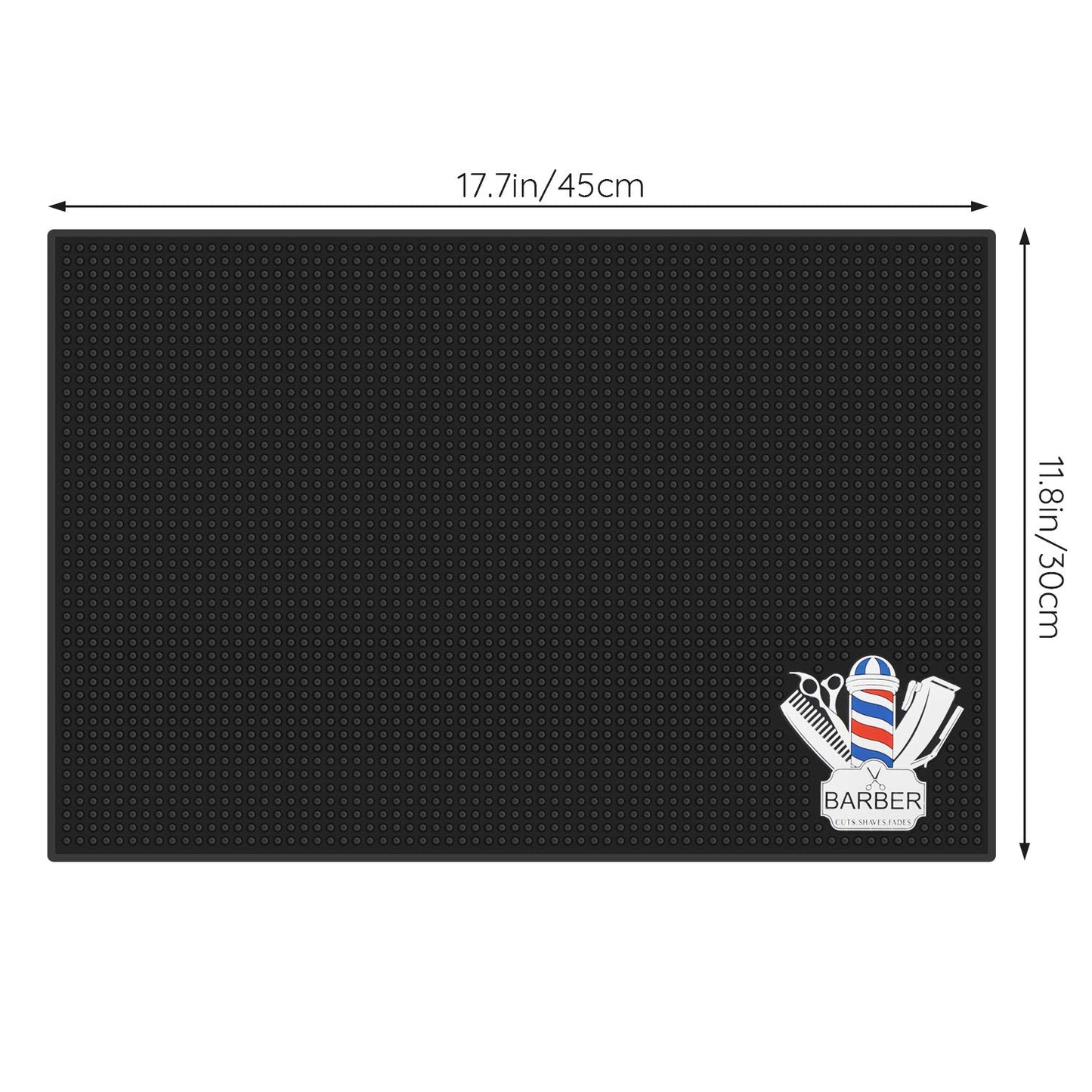 Barber Mat for Clippers, Segbeauty Nonslip Barbershop Counter Mat 11.8x17.7inches, PVC Black Flexible Thick Table Mat Work Station Organizer Pad for Scissors, Trimmers, Clippers, Hairpins, Combs