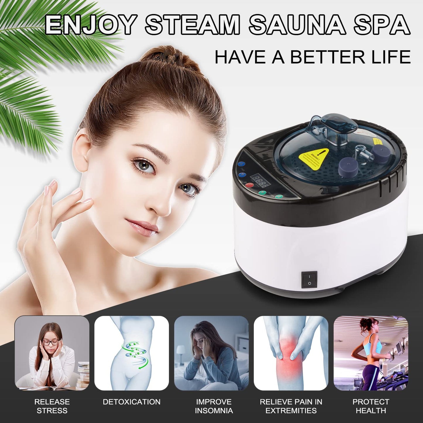 ZONEMEL Sauna Steamer, 4 L Large Capacity Portable Steam Generator with Remote Control, Stainless Steel Pot, Spa Machine with Timer Display for Body Detox