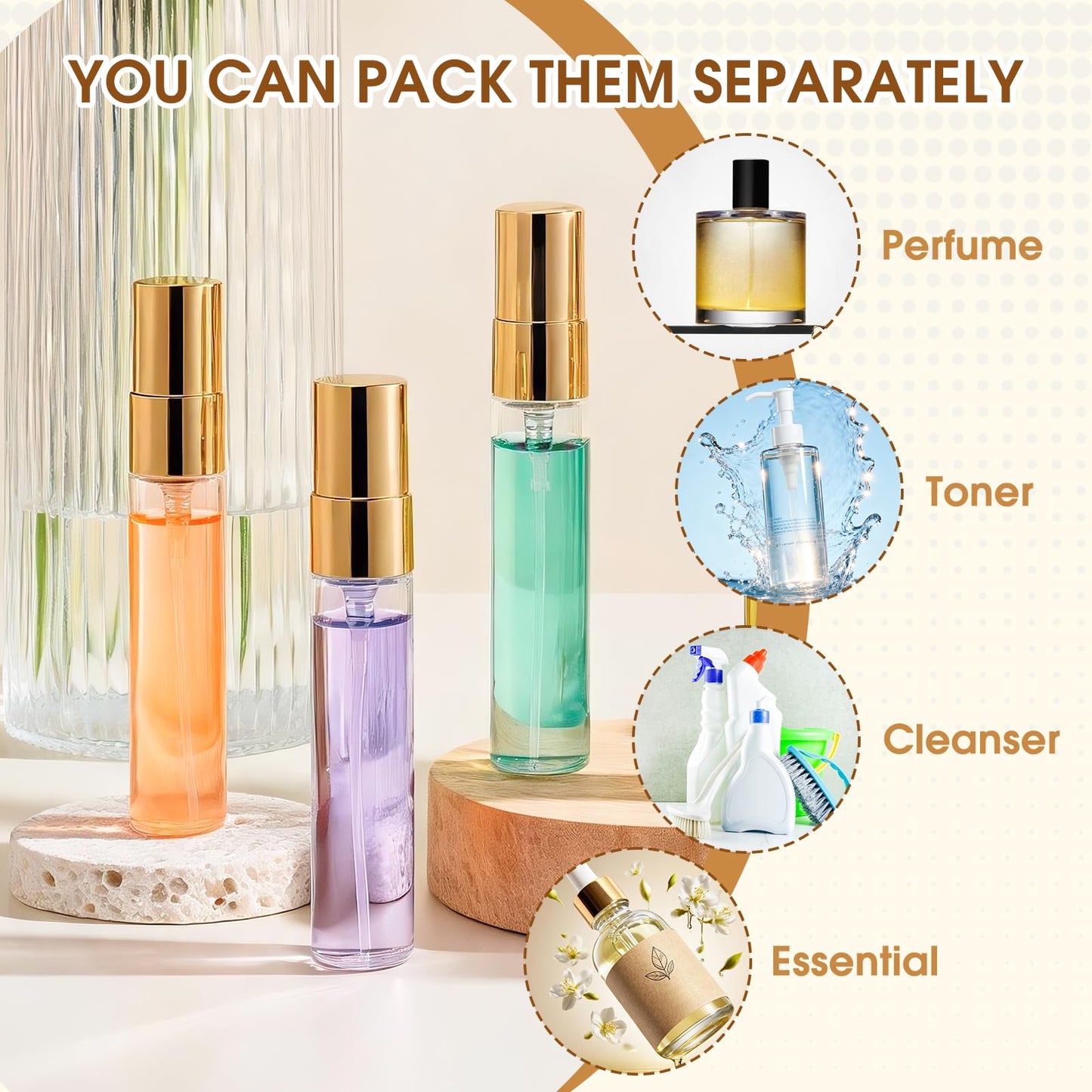 Mini Glass Spray Bottle 50pcs 5ml Clear Spray Bottle Empty, Fine Mist Refillable Mini Perfume Spray Bottle, Perfume Atomizer, Travel Spray Bottle For Hair, Small Empty Sample Containers Portable