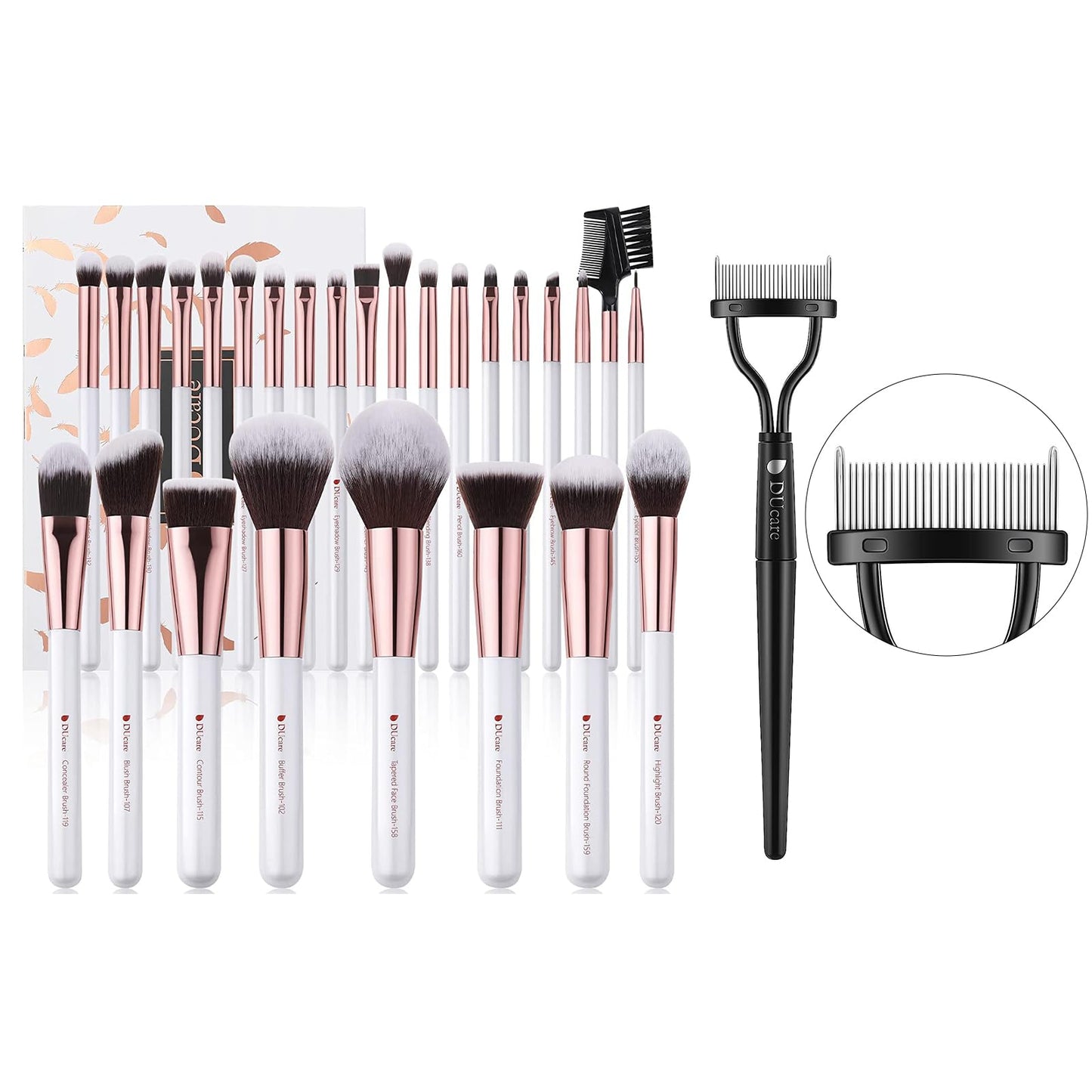 DUcare Makeup Brushes Set Professional 27Pcs+Eyelash Comb
