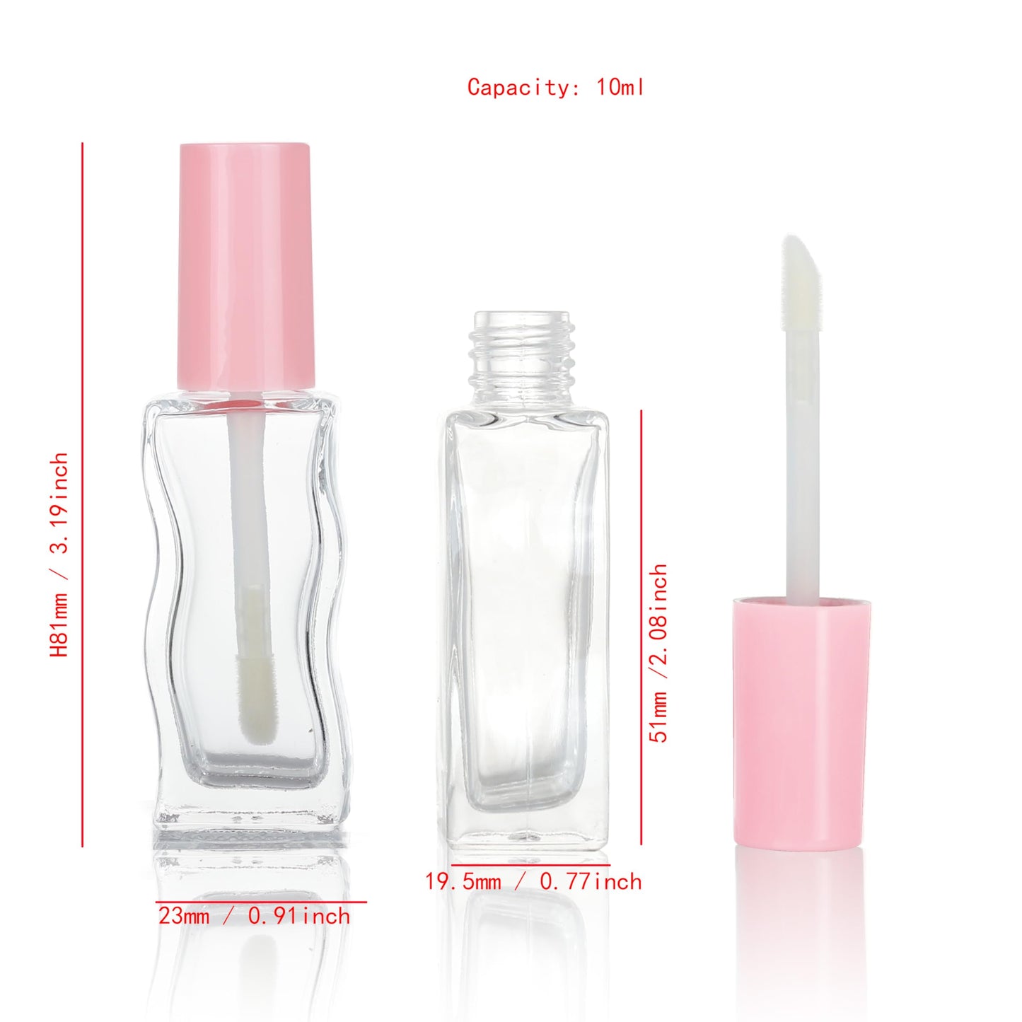 COSIDEA 10 pcs 10ml Pink Empty glass lip gloss tubes lipgloss tube container bottles for coconut oil liptin refill