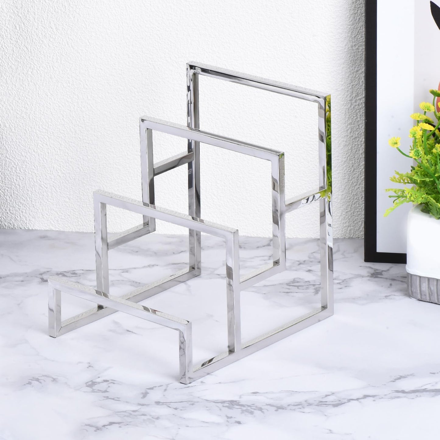 uxcell Clutch Purse Display Stand 3 Layer Wallet Display Rack Metal Clutch Holder Riser for Home Retail Store Supplies - Silver, 2Pcs