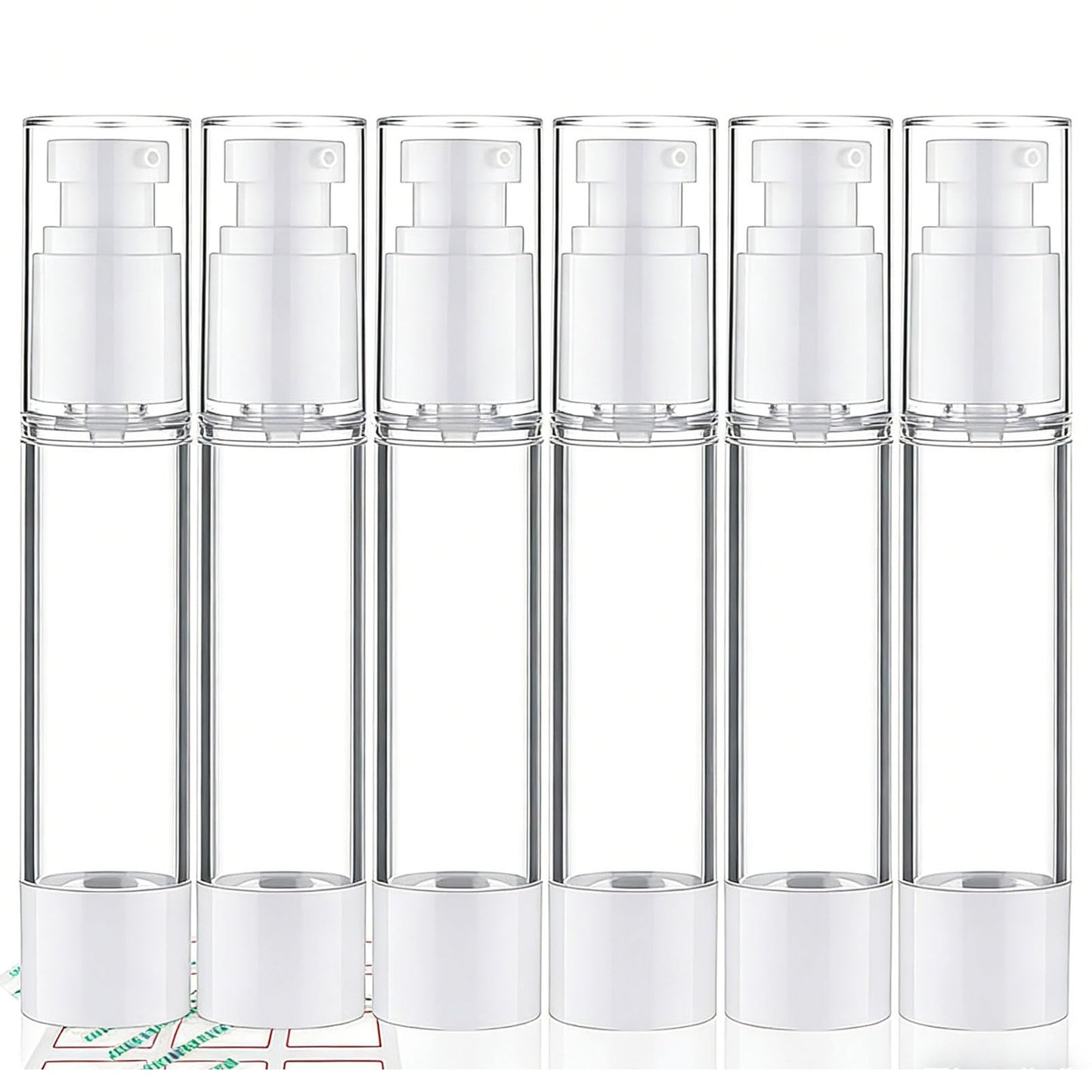 Cosywell Airless Pump Bottles 6 Pack 1.7oz/50ml Empty Moisturizer Pump Dispenser Clear Airless Cosmetic Container Travel Bottles for Toiletries Shampoo Lotion and Cream