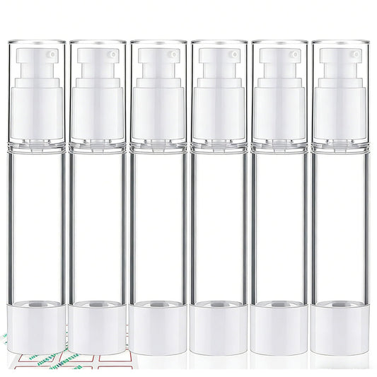 Cosywell Airless Pump Bottles 6 Pack 1.7oz/50ml Empty Moisturizer Pump Dispenser Clear Airless Cosmetic Container Travel Bottles for Toiletries Shampoo Lotion and Cream