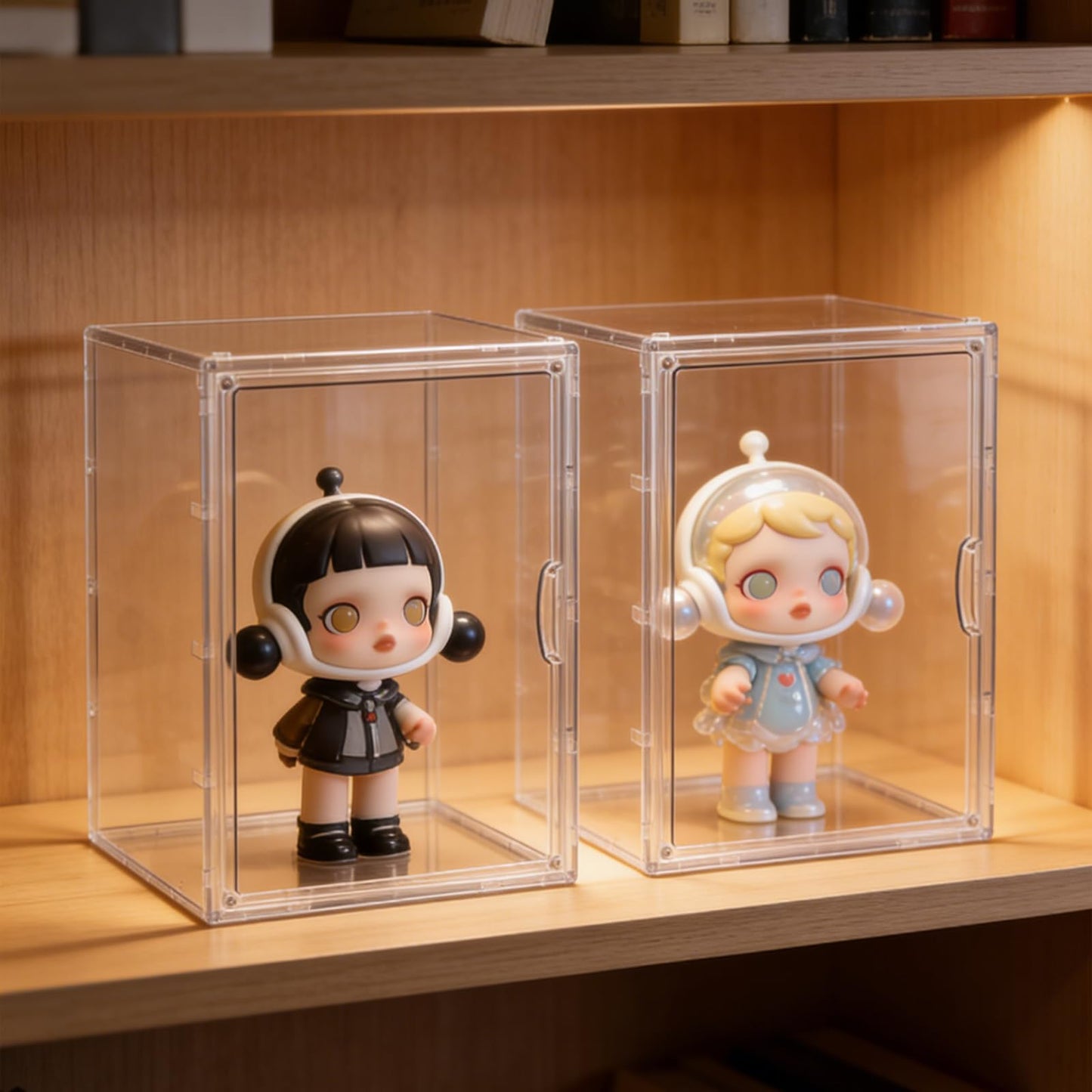 Extra Large 15.7'' Tall Acrylic Display Case with 3 Removable Dividers, Stackable Clear Action Figure Showcase with Magnetic Door, Large Storage Box for LEGO, Dioramas, Books & Collectibles