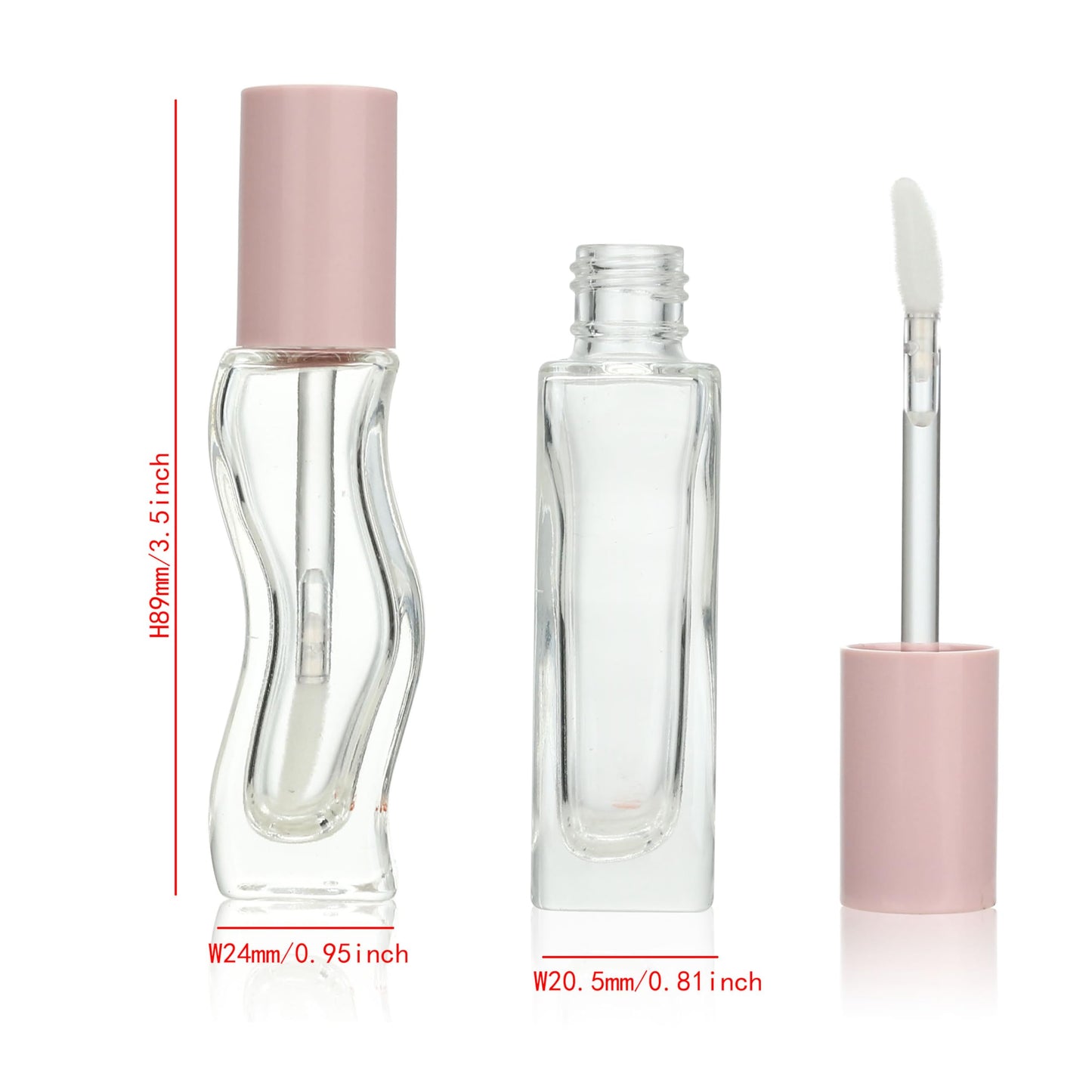 COSIDEA 30pcs 8ml Pink Empty lip gloss tubes glass lipgloss tube with wand bottles for coconut oil liptin refill container
