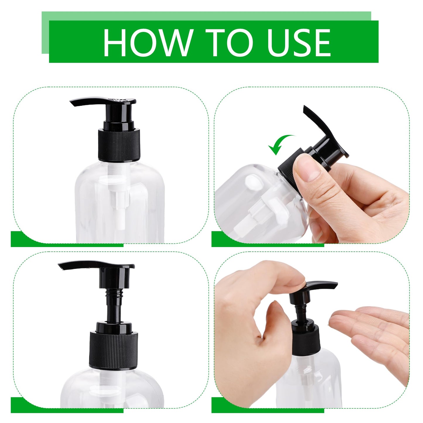 20 Pack 250ml Empty Lotion Bottles with Black and White Pumps Clear Plastic Pump Bottles Round Shoulder Containers for Face Cream Liquid Hand Soap Shampoo Conditioner