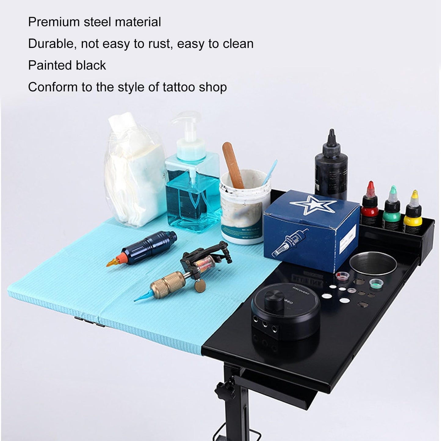 Diydeg Portable Workstation, 66 to 92cm Adaptable Height Salon Serving Tray Work Station with Slot, Anti Skid Pad for Beauty Salon Equipment