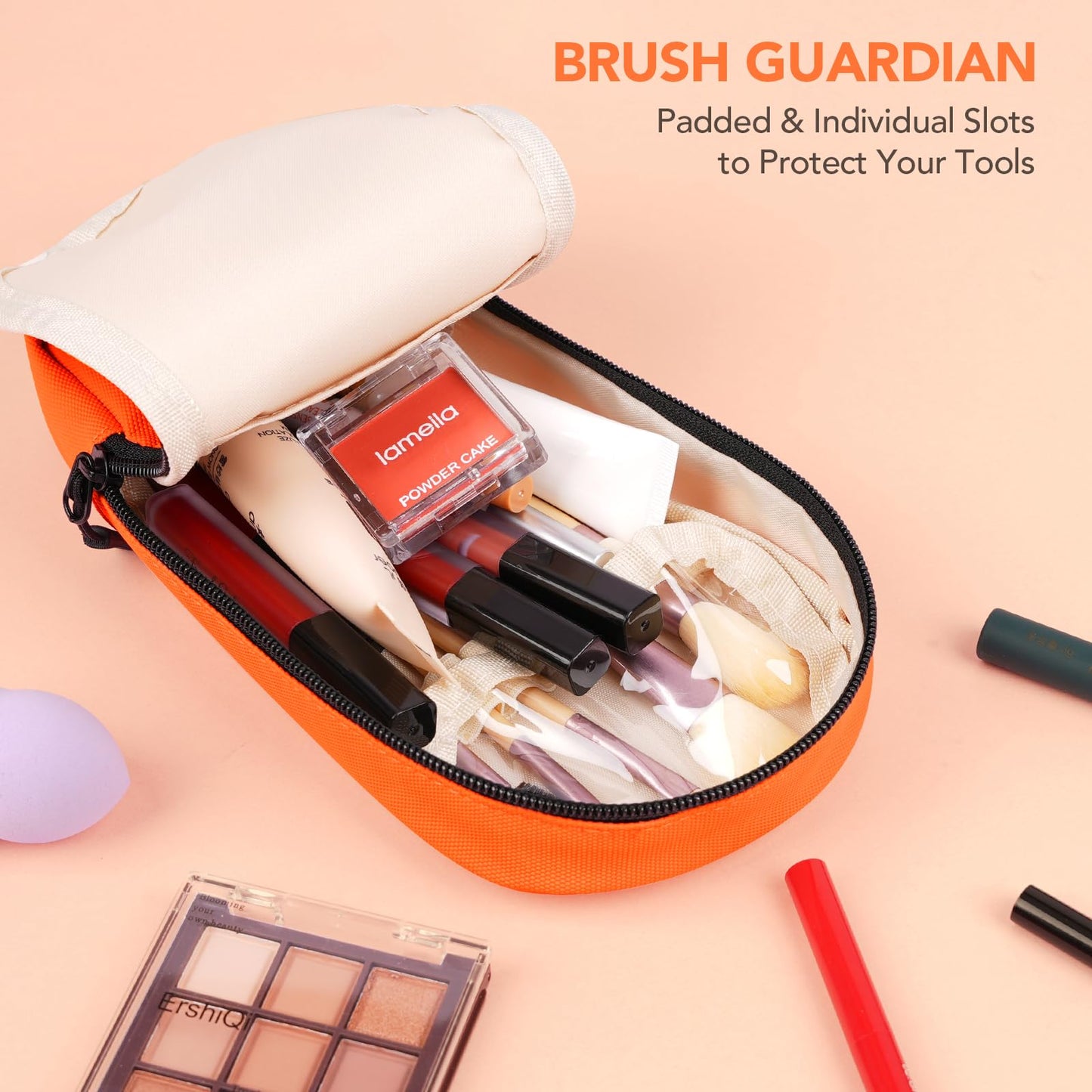 Idcymoul Travel Toiletry Bag Set for Women, Compact Size 5-Piece Hanging Organizer Kit with TSA Approved Cosmetic Bag, Jewelry Case & Cable Pouch, Waterproof Makeup Bag for Travel Essentials - Orange