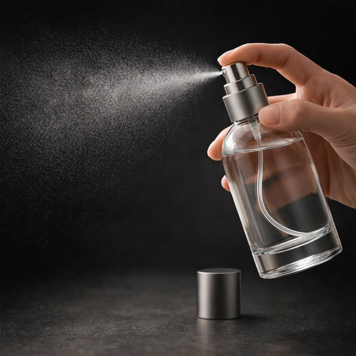 ROHIJALE 50ml/1.7oz Clear Glass Spray Bottles 4 Pack, Refillable Fine Mist Perfume Bottles with Silver Caps, Empty Atomizer Spray Bottle for Essential Oils, Travel Cosmetic Container,Facial Mist