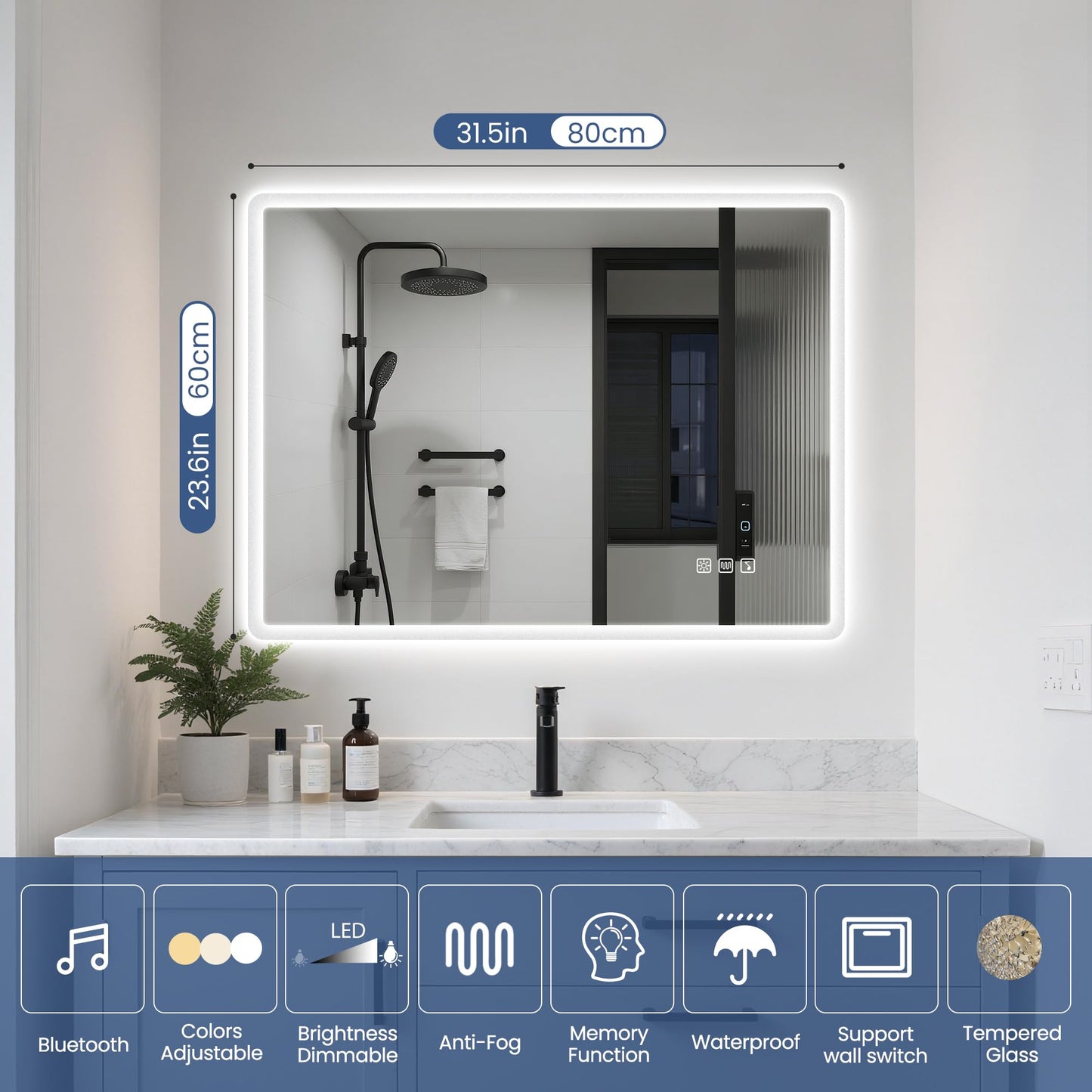 STARLEAD 24"x32" LED Bathroom Mirror with Bluetooth Speaker