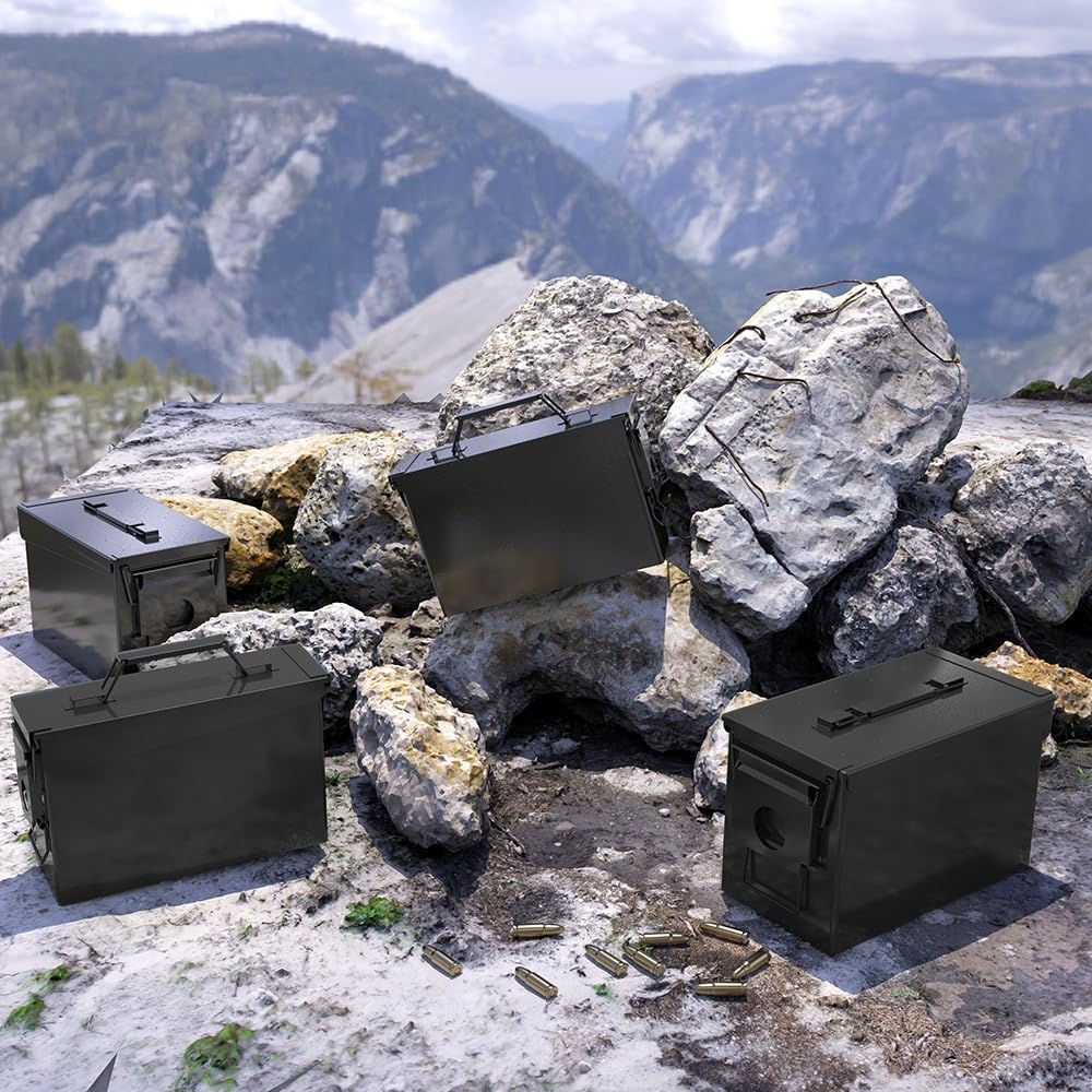PATRON 30 50 Cal Ammo Can Metal 9mm Ammo Box Storage Crate Case for Shotgun Bullet Rifle Nerf Ammunition Waterproof Case-Gard Organizer Suit (30Cal ×4+50 Cal ×4)(Black-8pcs)