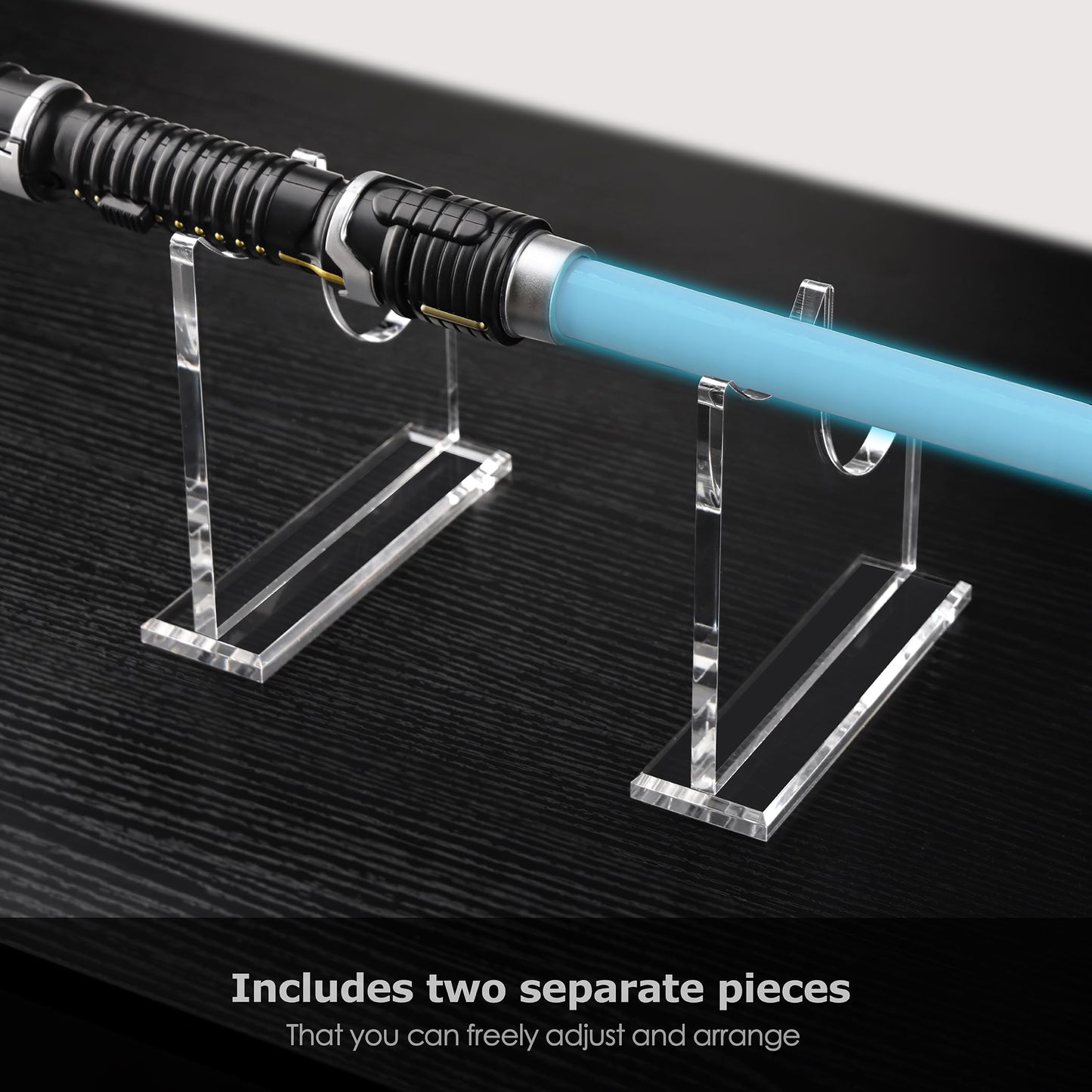 SANRUI 2 Tier Acrylic Weapon Lightsaber Display Holder,Clear Desk Adjustable Wand Stand for Most Samurai Sword Tanto Rapier Light Saber Katana Wakizashi Genji Rack Horizontal Exhibition (2PCS)