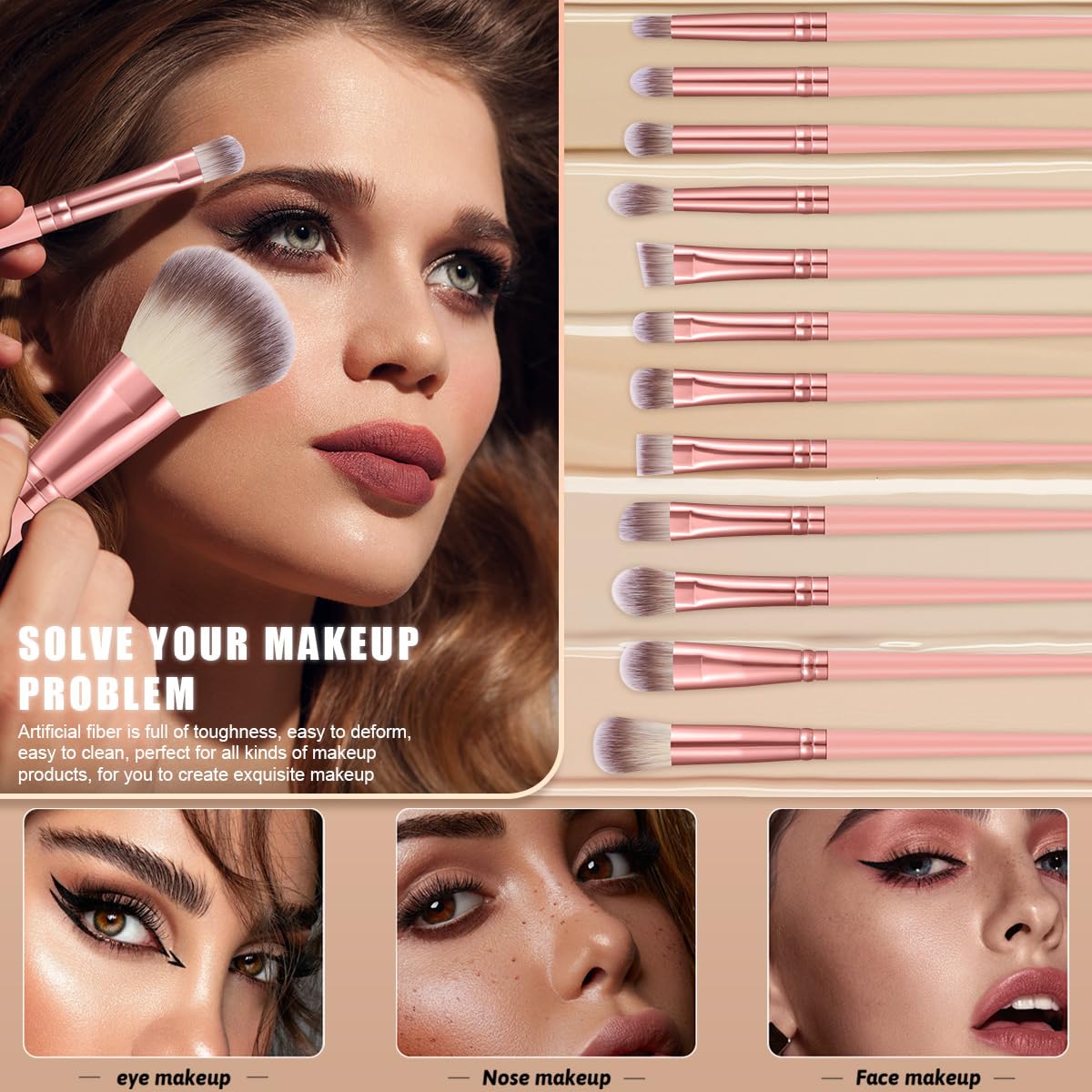 30 Pcs Makeup Kit, Multi-functional Makeup Tool Set with Makeup Brush Foundation Brush Make up Brushes Set (pink 30 Piece Set)