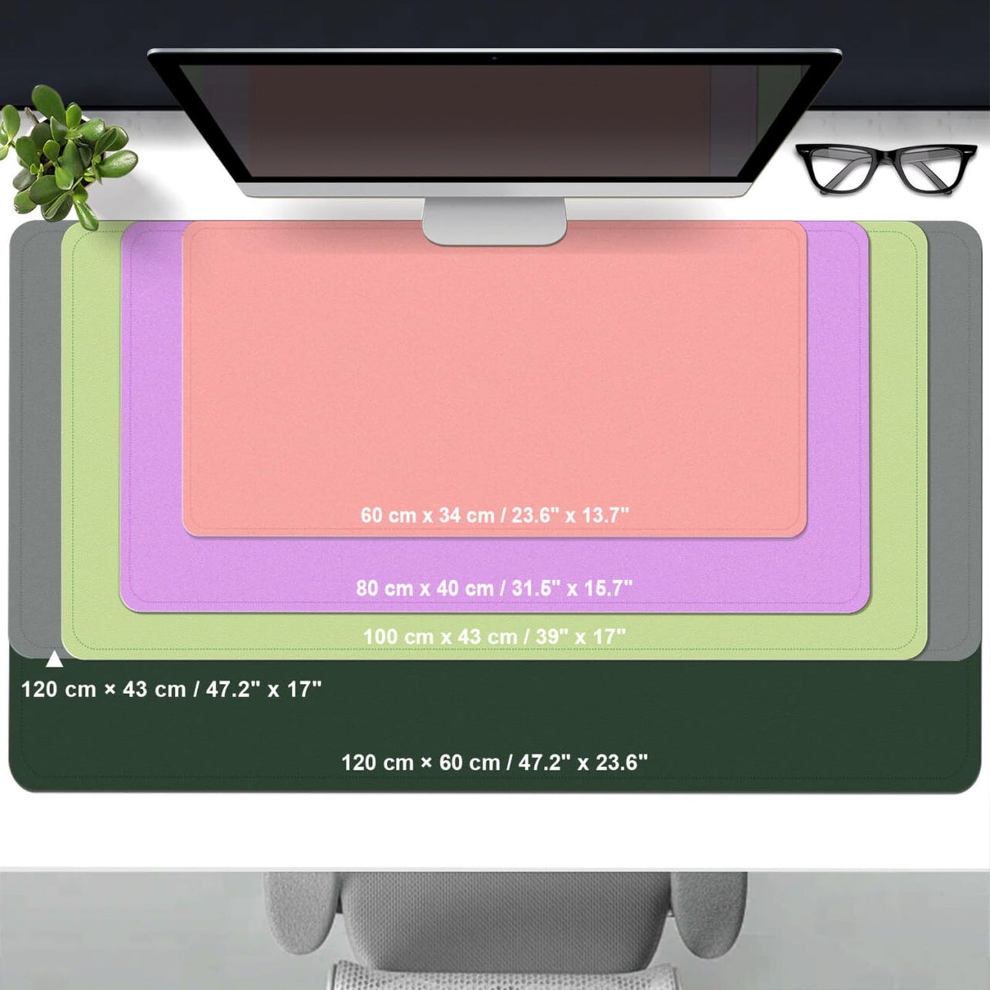 Leather Desk Pad Protector, 39.4'' X 17'' Large Mouse Pad, Office Desk Mat, Non-Slip PU Leather & Suede Base Desk Blotter, Laptop Desk Pad, Desktop Mat for Office Home, White