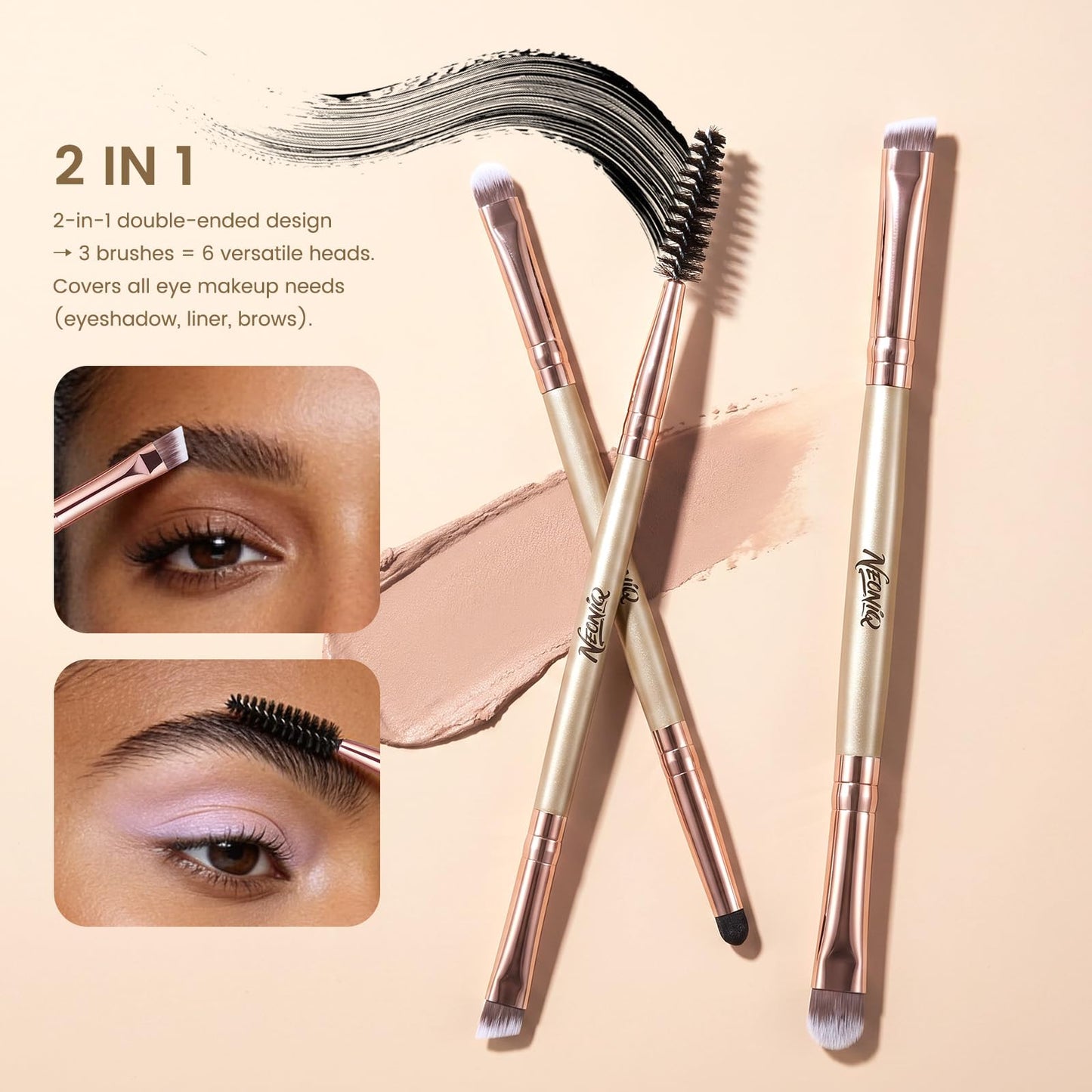 NEONIQ 14 PCS Professional Makeup Brushes, Makeup Brush Set, Foundation Powder Blending Concealer Eyeshadows Blush Cosmetics Brushes(Gold)
