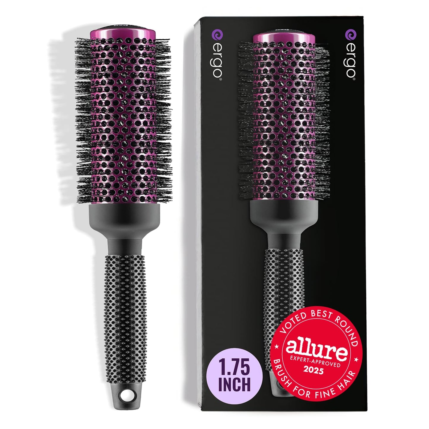 ERGO Super Gentle Round Hair Brush for Blow Out - Salon Quality Salon Brushes for Women - Volumizing Blowout Brush - Wet & Dry Use - ERG43: 1.75