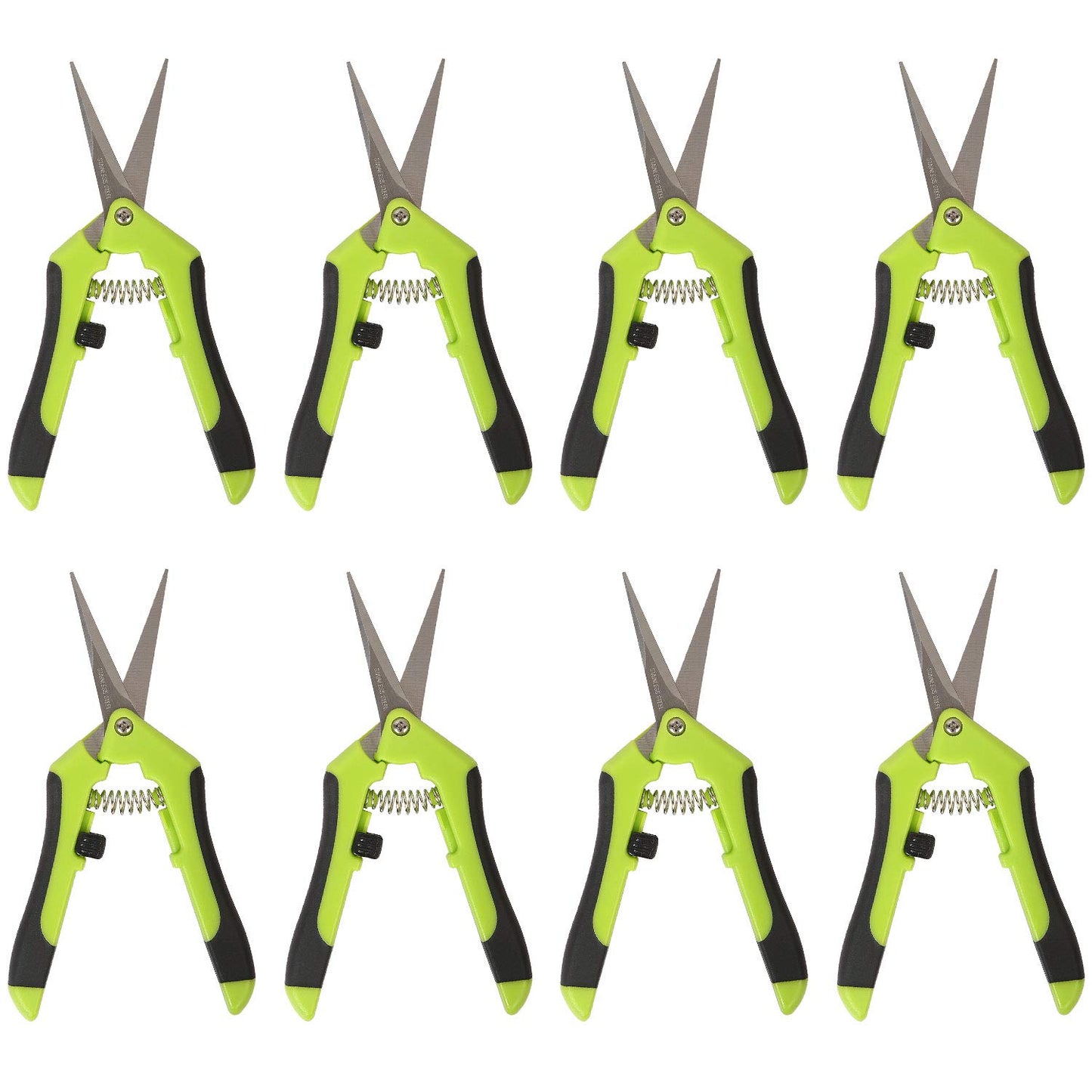 KEILEOHO 8 Pack 6.5 Inch Bud Trimming Scissors, Professional Stainless Steel Gardening Hand Pruners Micro-Tip Pruning Snips with Straight Blades for Trimming Garden Herb Plants Flowers