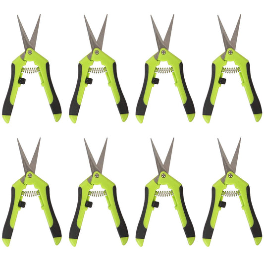 KEILEOHO 8 Pack 6.5 Inch Bud Trimming Scissors, Professional Stainless Steel Gardening Hand Pruners Micro-Tip Pruning Snips with Straight Blades for Trimming Garden Herb Plants Flowers
