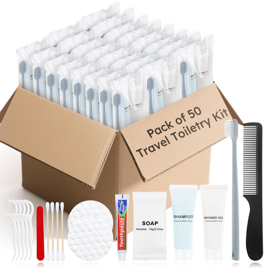 LLHQAMT Hygiene Kits and Bulk Convenience Kits Feature Double-Sealed Individual Packaging. Personal Hygiene Kits are Suitable for Hotels, Camping, Home Use, and Travel (50-Pack)