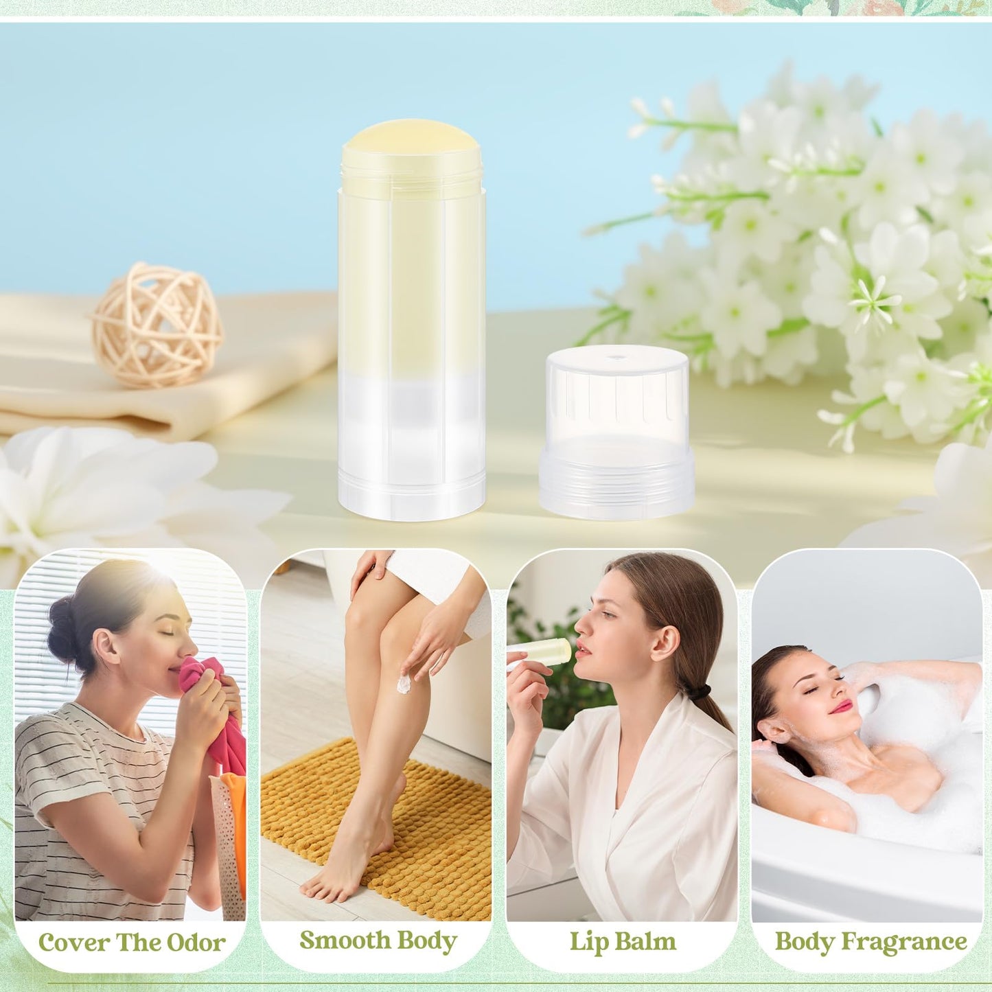 Teenyyou 30 Pcs 60ml/2oz Empty Deodorant Containers Twist Up Filling Bottle Refillable Plastic Deodorant Holder Tube for Homemade Lipstick Sunscreen Balm Lotion Bar (Translucent)